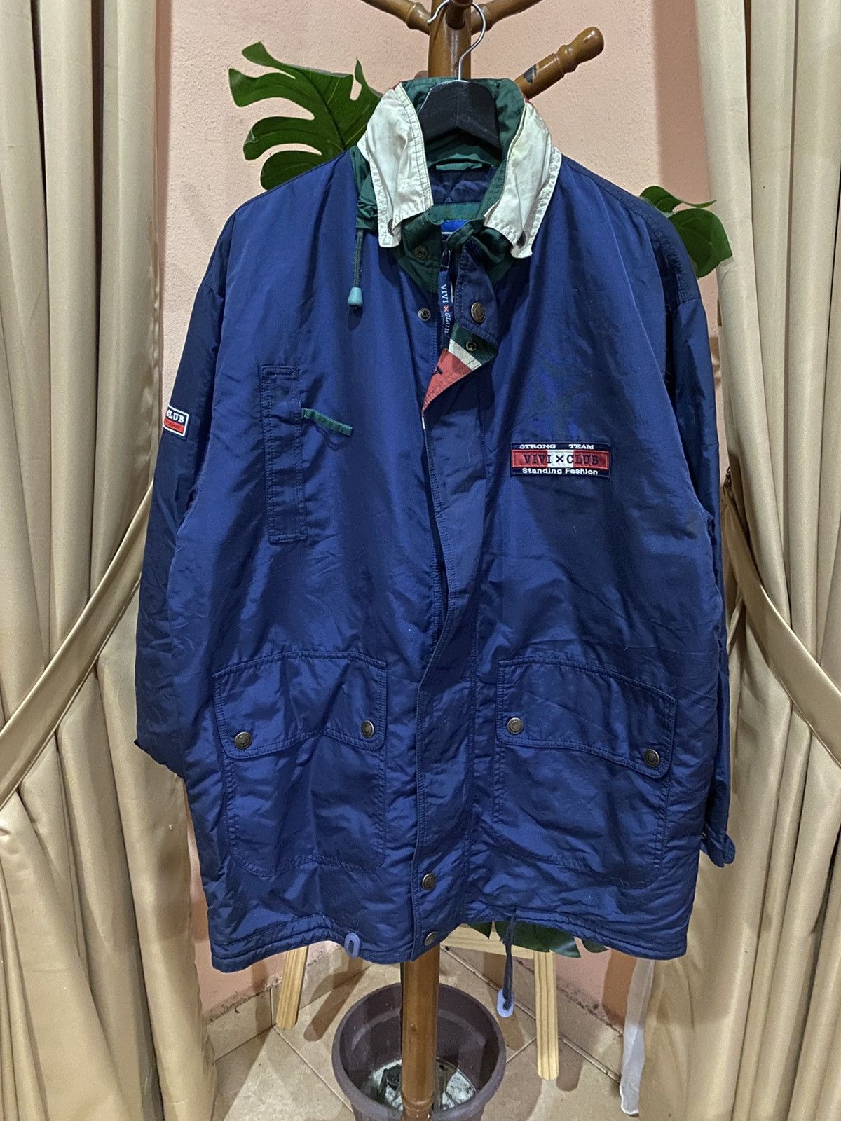 Vintage Vintage 90s VIVI X CLUB Nylon Windbreaker Jacket Blue Green Size US L / EU 52-54 / 3 - 1 Thumbnail