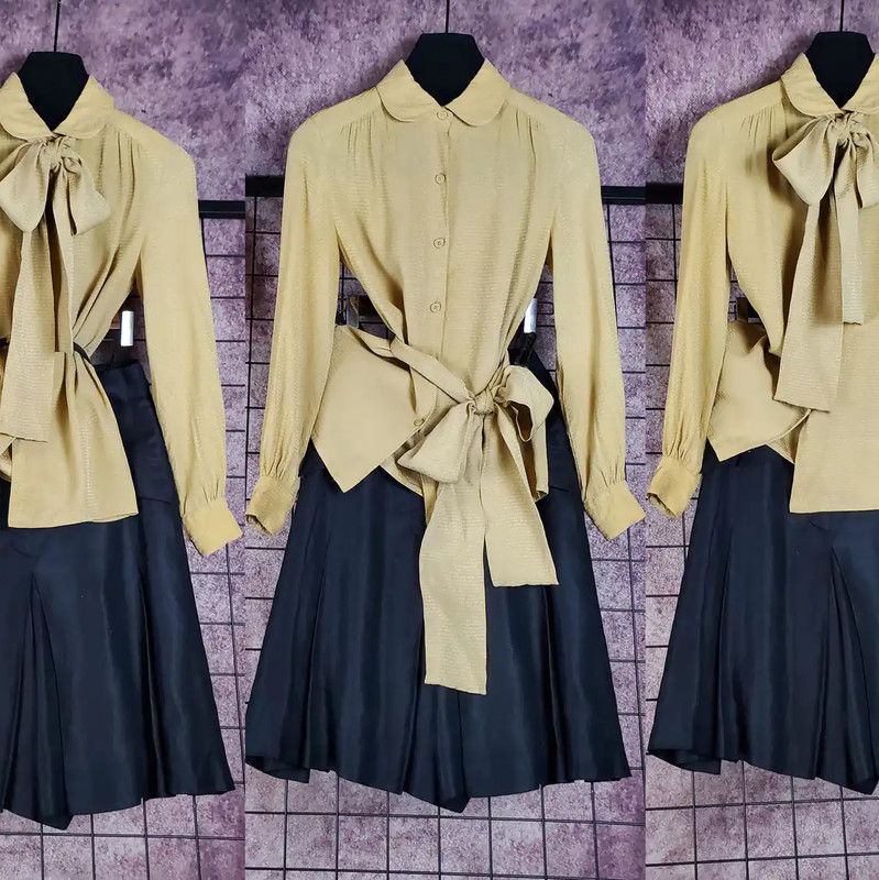Dior Dior Silk Long Sleeve Blouse with Tie 0089 Size S / US 4 / IT 40 - 1 Thumbnail