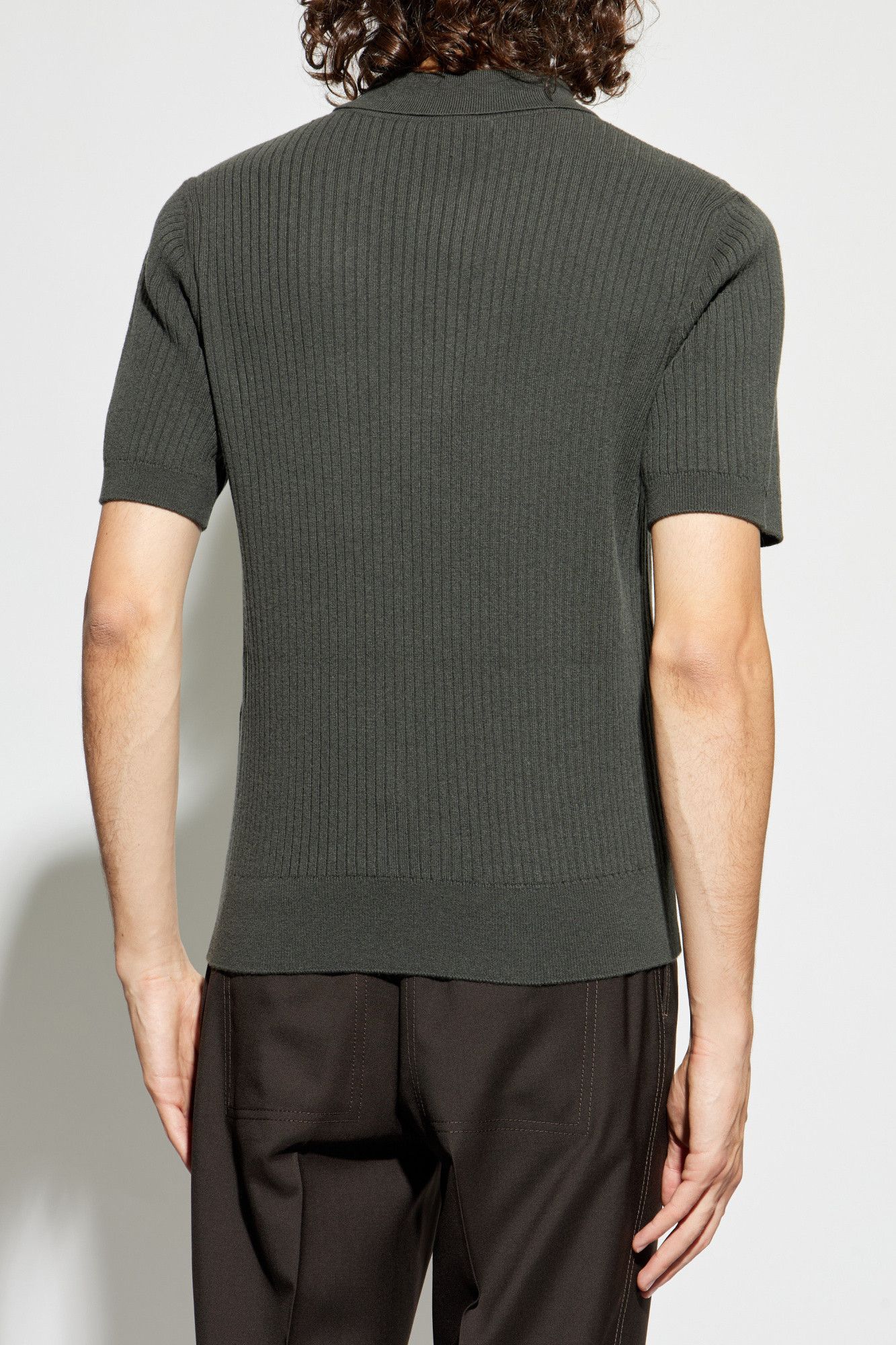 Gucci o1la5ras0626 Wool Cashmere Rib Knit Polo Shirt in Gray Size US XL / EU 56 / 4 - 4 Thumbnail