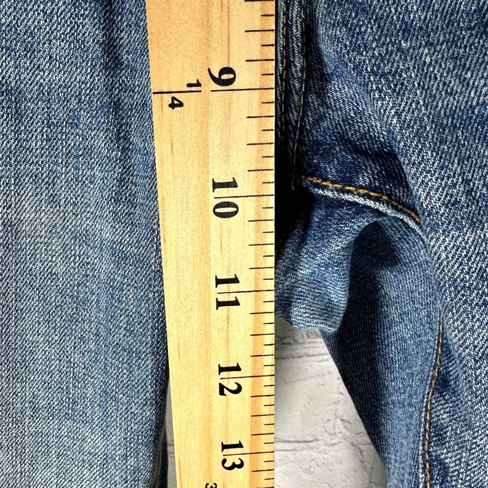 Todd Snyder Todd Snyder Jeans Slim Straight Denim 33x32 Button Fly Mens Blue Distressed 5-Pocket Logo Embroidered Footprint Size US 33 - 5 Thumbnail