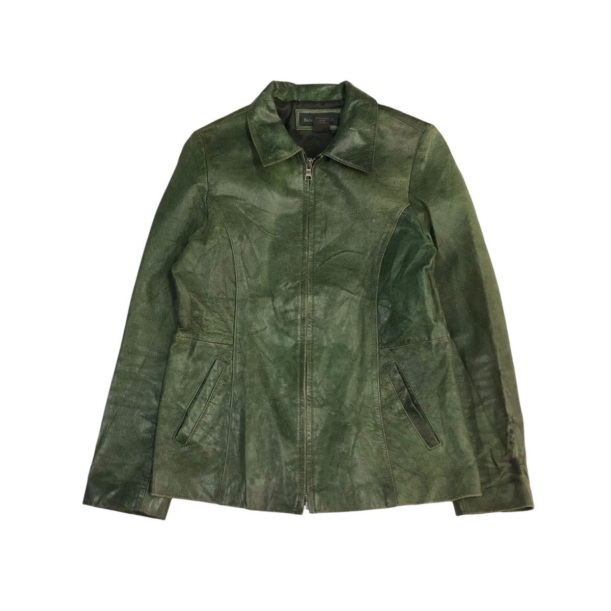 Japanese Brand 🔥VINTAGE BIKER CROPPED LEATHER JACKET BANANA REPUBLIC Size US M / EU 48-50 / 2 - 1 Thumbnail
