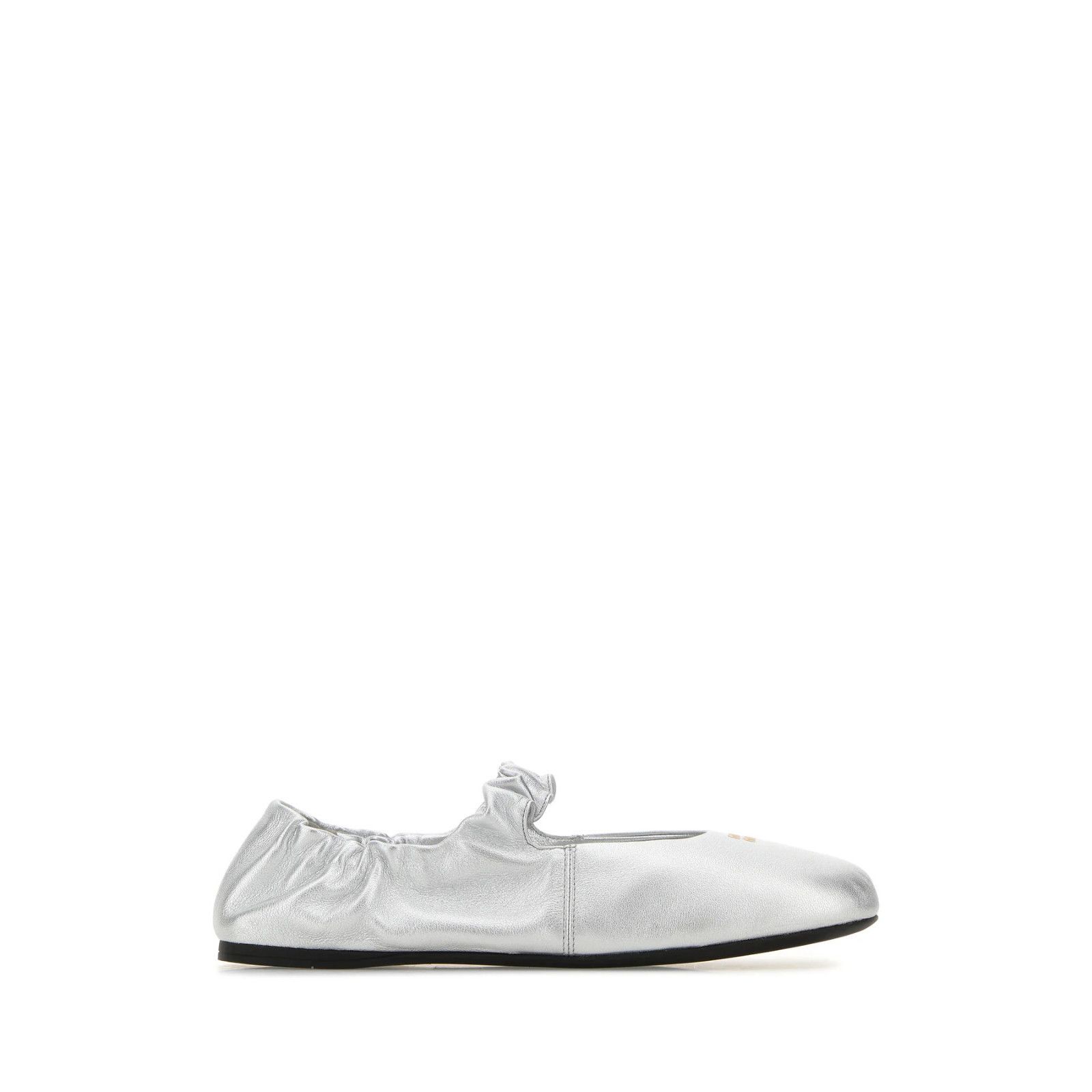 MIU MIU Ruches $1100 Silver Nappa Leather Ballerinas New & A