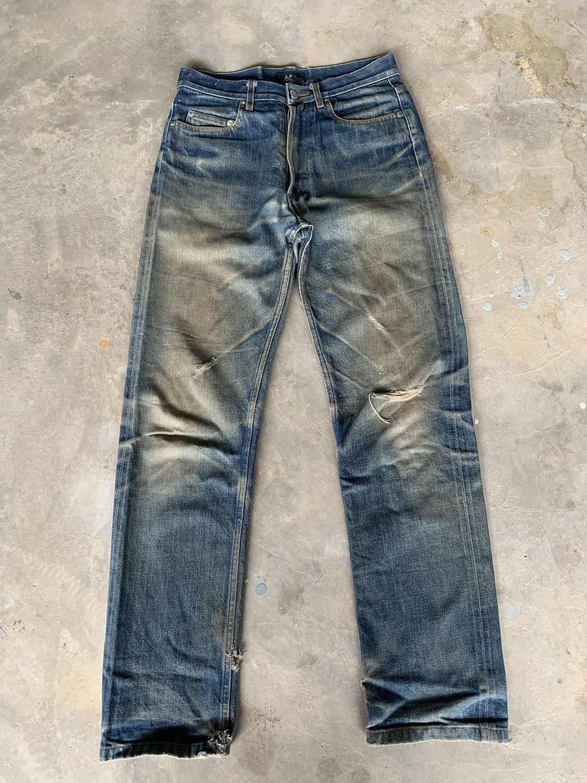 image of A P C x Distressed Denim Selvedge Distressed Denim in Blue, Men's (Size 29)