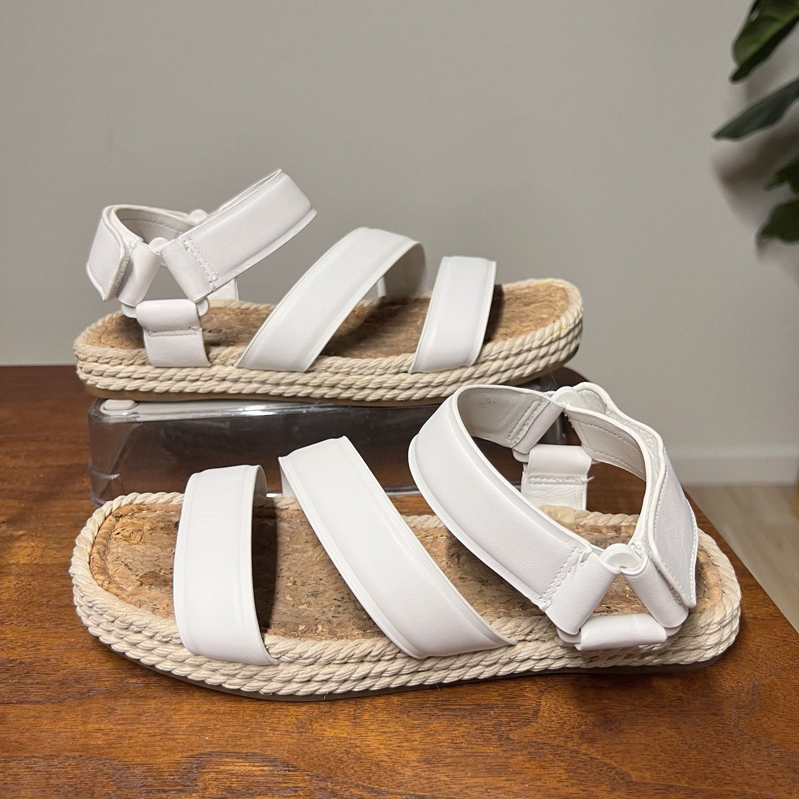 Other Vince Elian Leather Espadrille Sandal 6M White 36 EU Cork Size US 6 / IT 36 - 1 Thumbnail