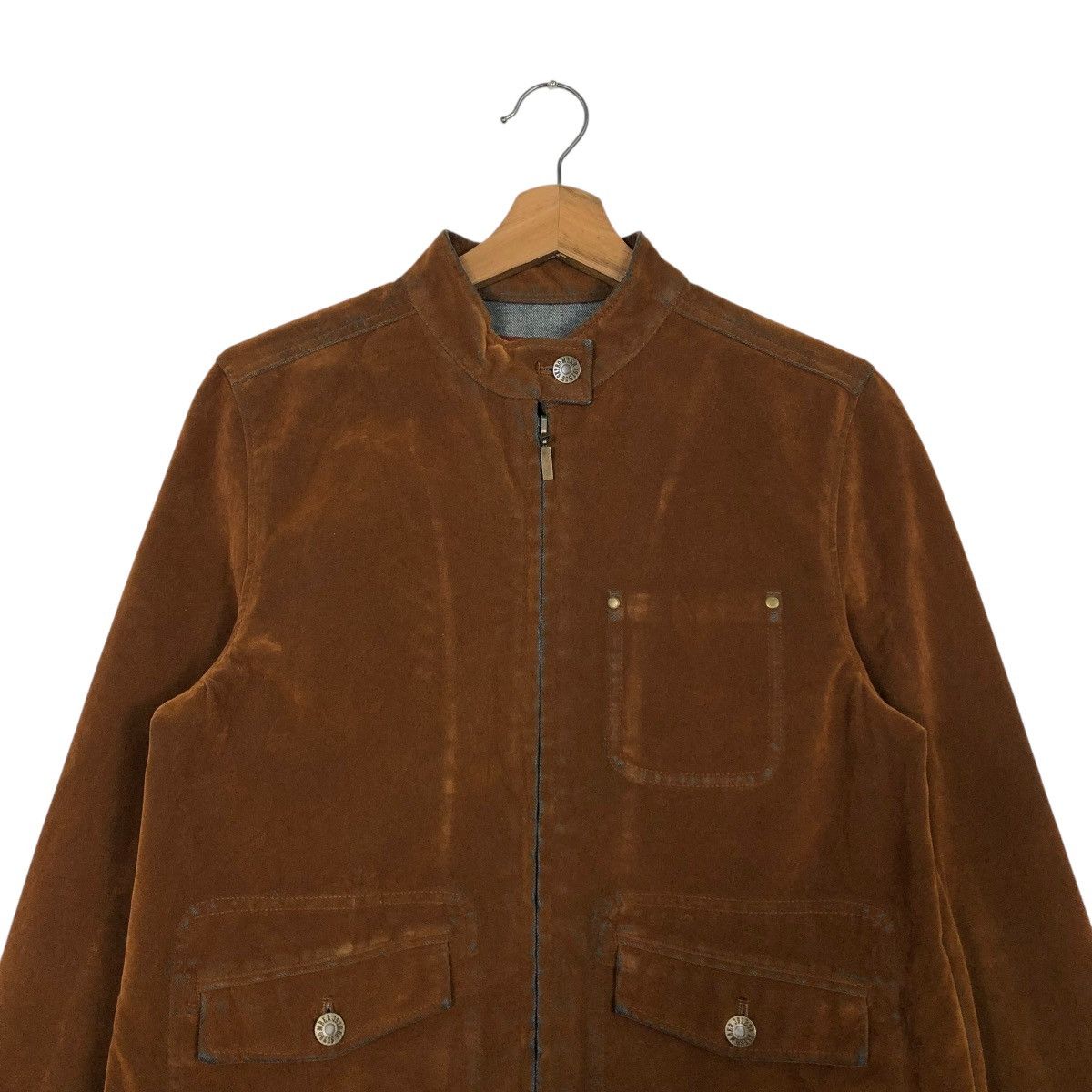 Japanese Brand 🔥RICH BROWN CROPPED CHORE BIKER JACKET SKY BOMBER Size US L / EU 52-54 / 3 - 5 Thumbnail