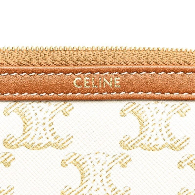 Celine Celine Triomphe Coated Canvas Chain Shoulder Bag White Size ONE SIZE - 8 Thumbnail