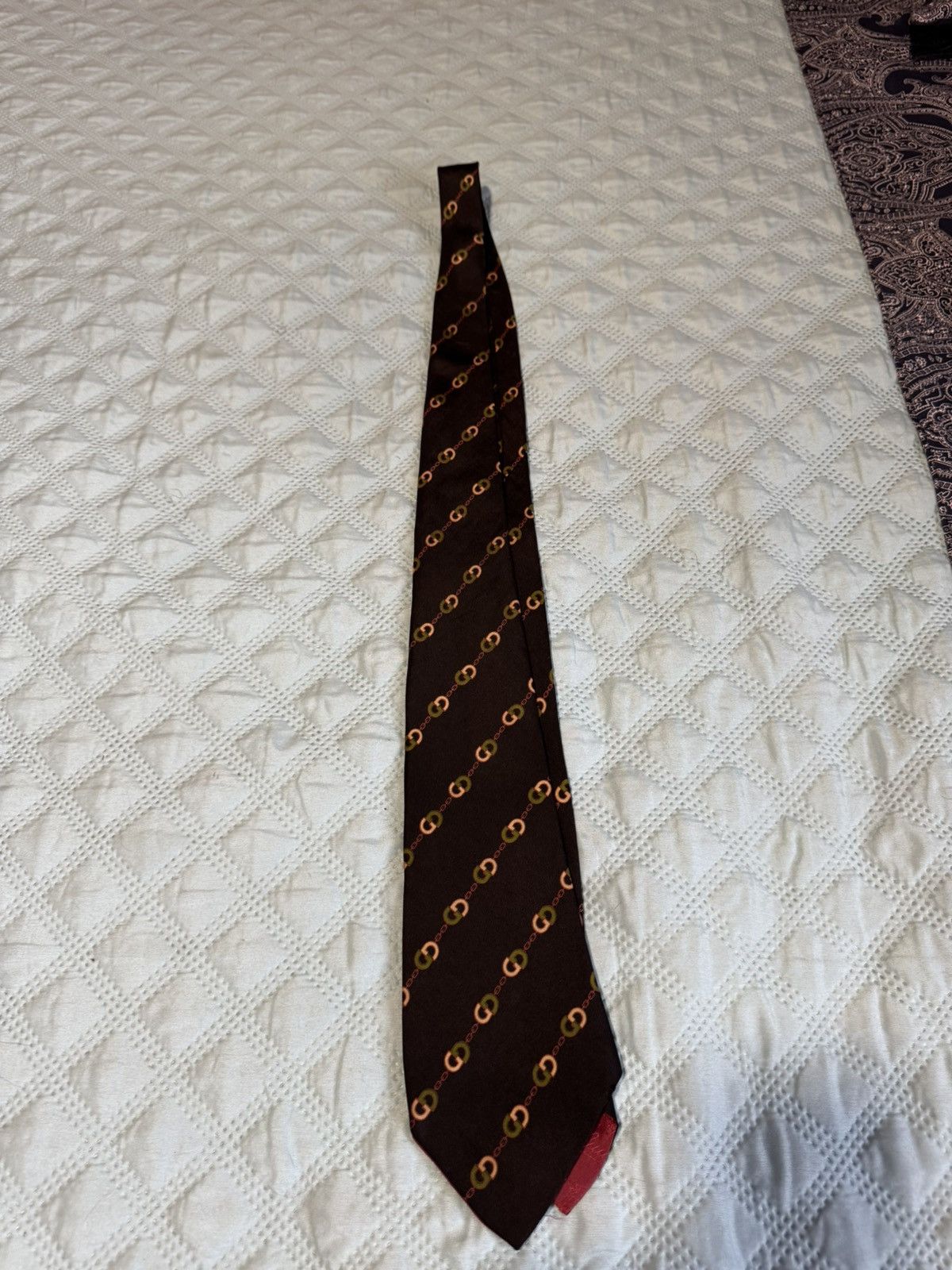 Gucci Vintage 80s Gucci Silk Tie - Interlocking G Logo Size 40 - 1 Thumbnail