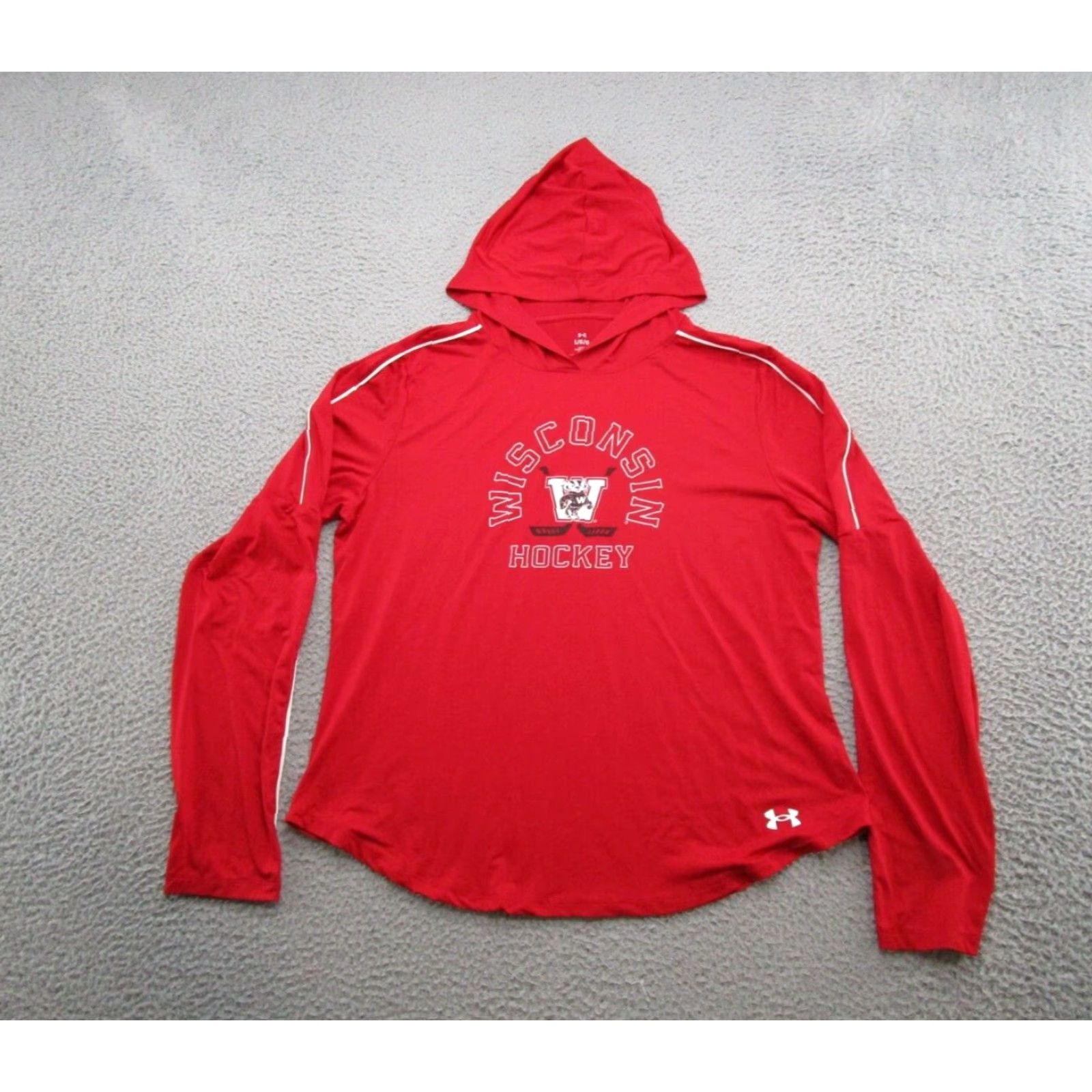 Under Armour VINTAGE Under Armour Wisconsin Badgers Hockey Lightweight Red Hoodie Women's L Size L / US 10 / IT 46 - 2 Thumbnail