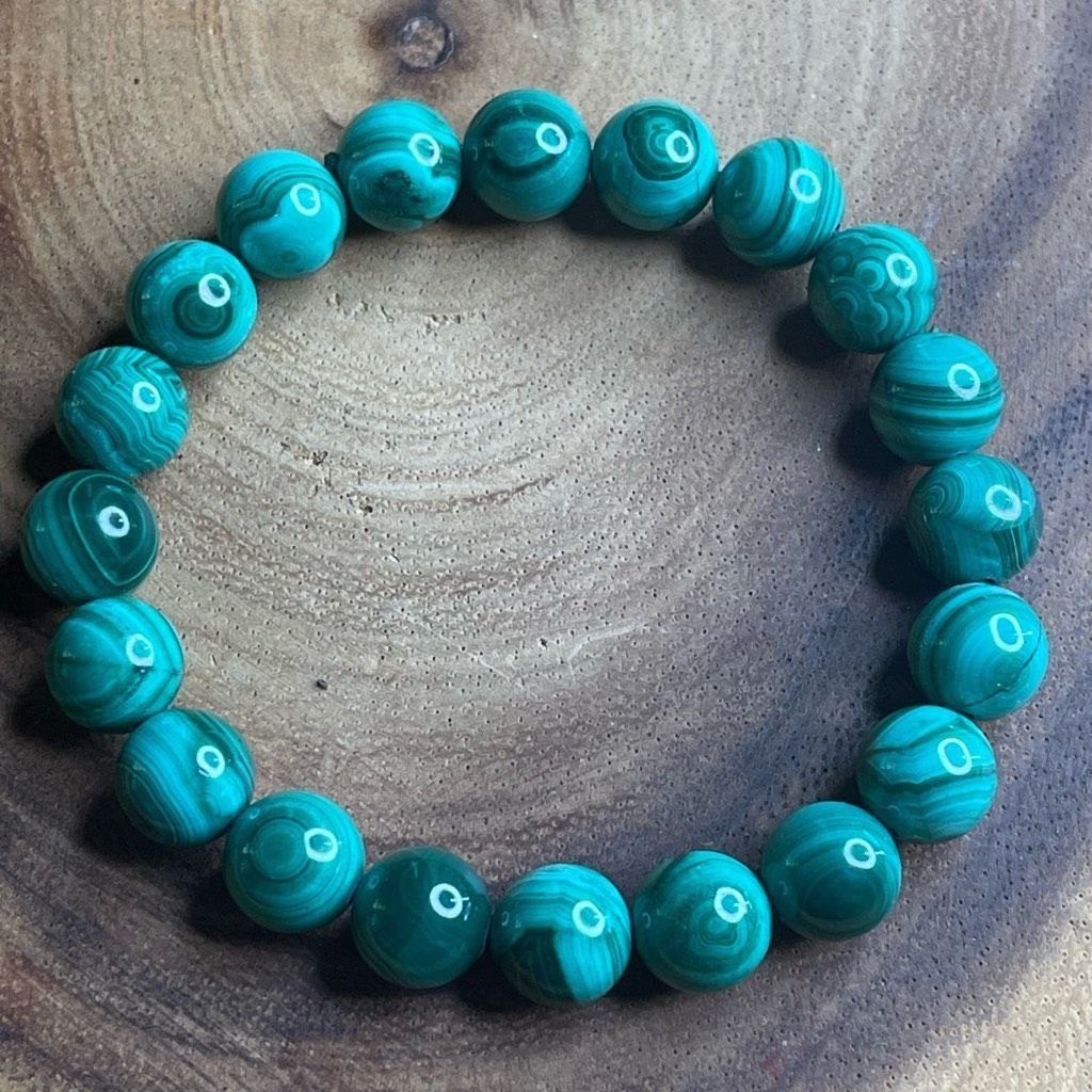 Other Malachite green circles orbs stretch beaded bracelet 7” crystal healing beads 8mm growth optimism transformation Size ONE SIZE - 2 Thumbnail