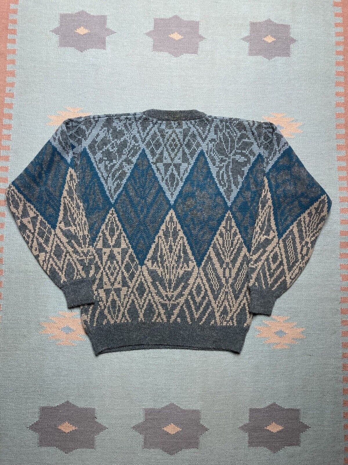 Sears × Vintage VTG acrylic blend knit sweater sears geometric diamond med Size US M / EU 48-50 / 2 - 4 Thumbnail