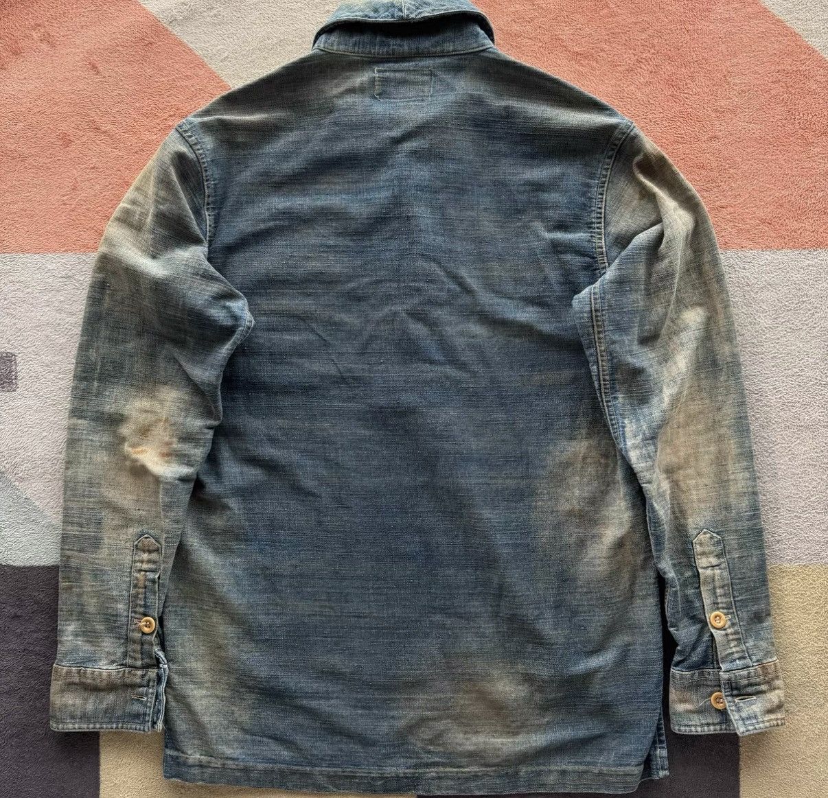 RRL Ralph Lauren Mud-Wash Distressed Denim Shirt Ralph Lauren Double RL K22 Size US S / EU 44-46 / 1 - 8 Thumbnail