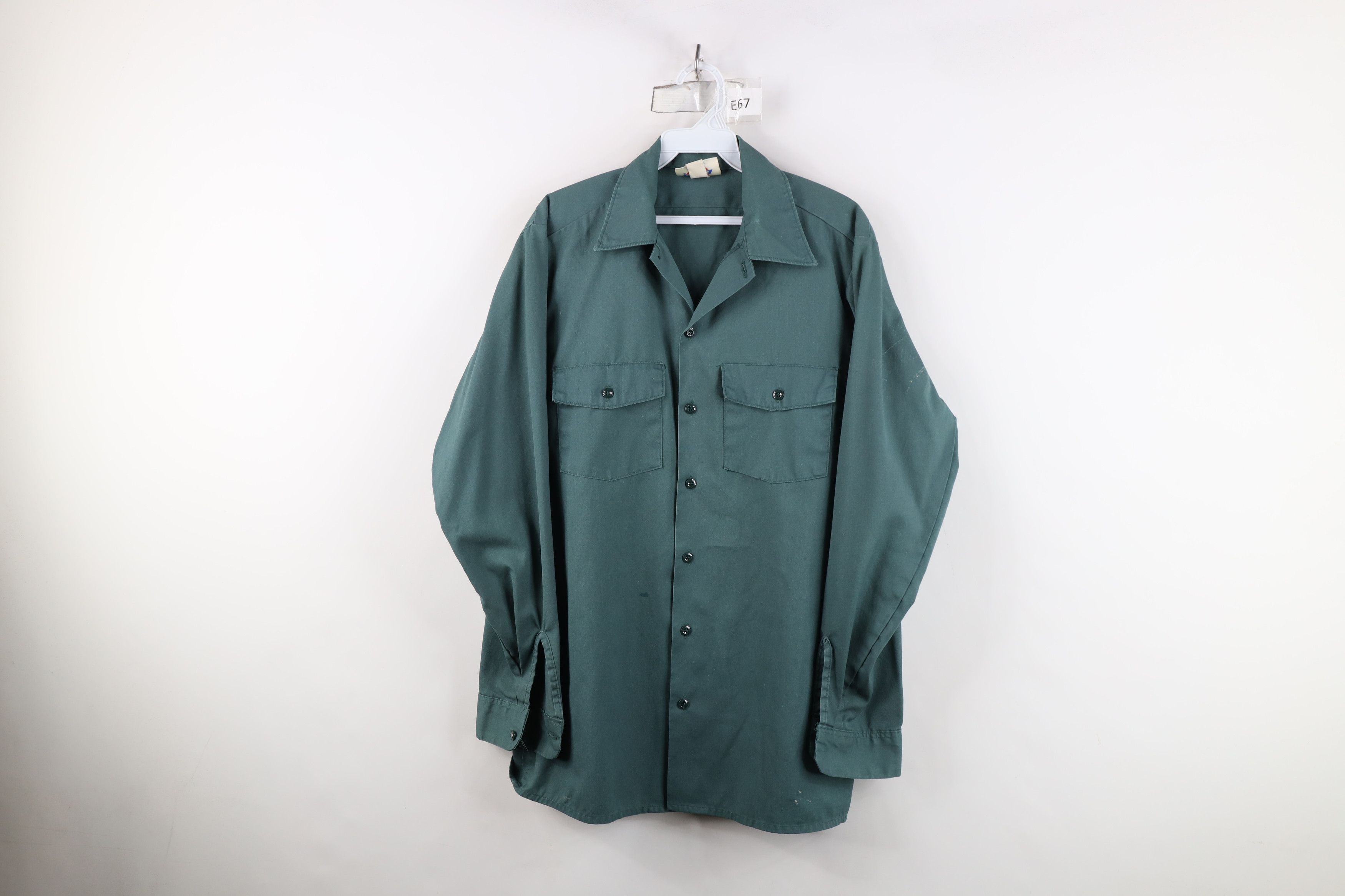 Dickies Vintage 90s Dickies Workwear Mechanic Button Shirt USA Green Size US M / EU 48-50 / 2 - 1 Thumbnail