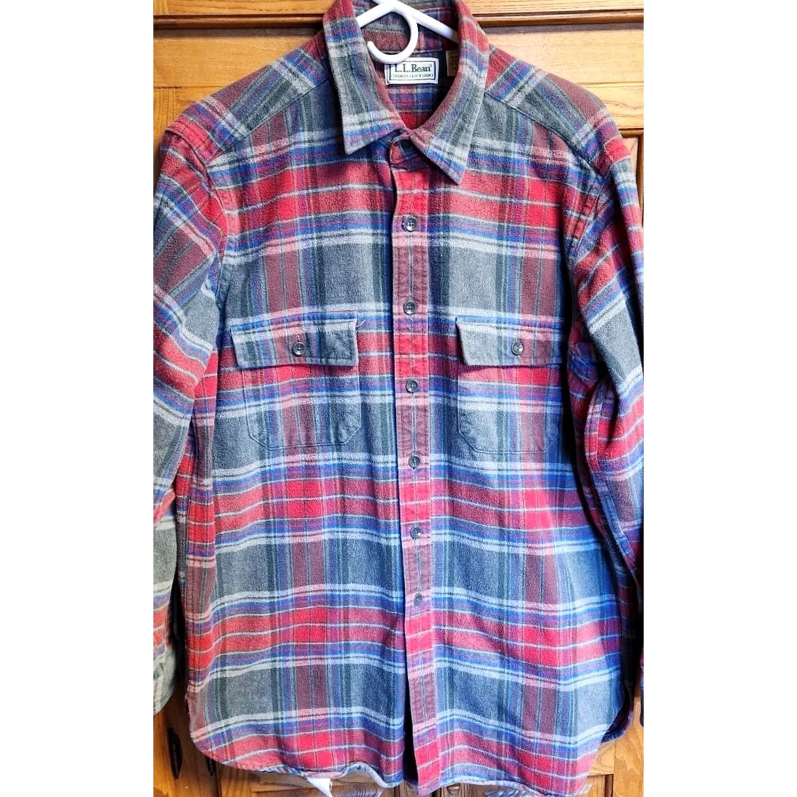 Vintage VINTAGE LL BEAN Chamois Cloth Shirt Mens LT Tall Red Plaid USA MADE Button-Up Flannel Long Sleeve Cotton Size US L / EU 52-54 / 3 - 3 Thumbnail