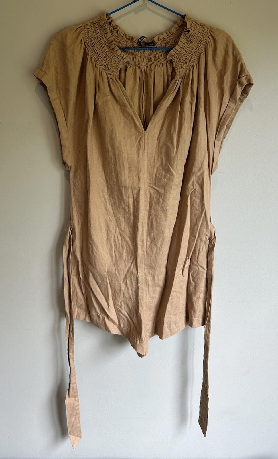 Designer Sportsgirl Playsuit Linen W/Belt Brown - Size 4 (003) Size 25" / US 0 / IT 36 - 1 Thumbnail