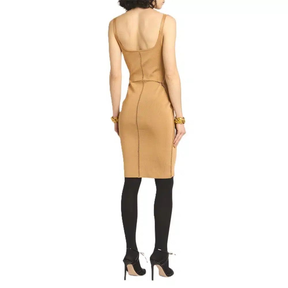 Tom Ford o1loc1c0825 ACK499 Ladder Stitch Knit Midi Dress in Camel Size XS / US 0-2 / IT 36-38 - 4 Thumbnail
