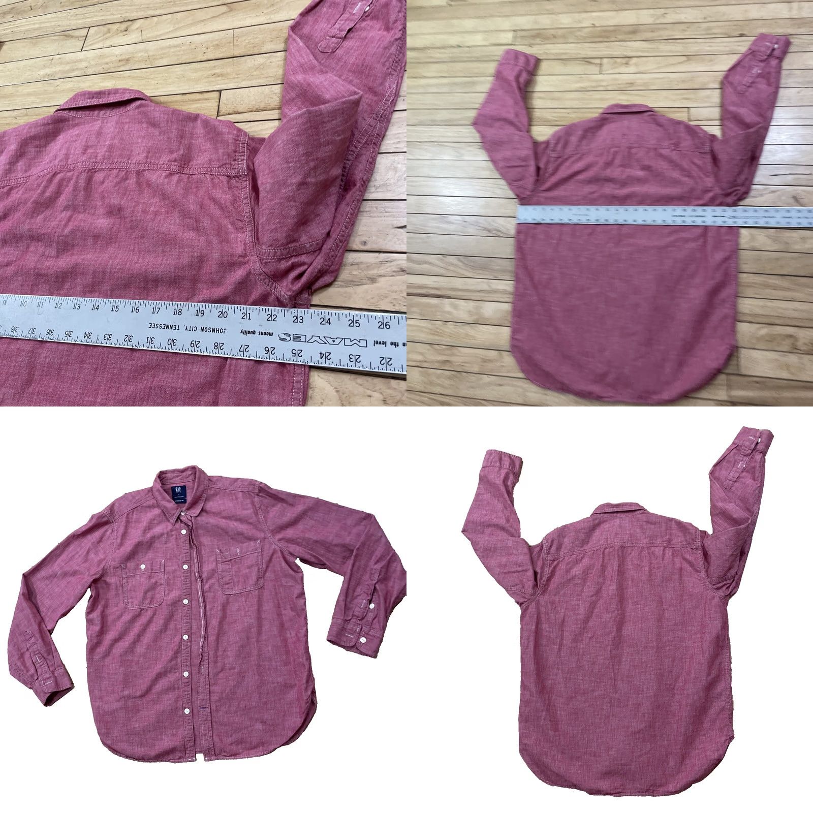 Gap GAP Denim Shirt Men L Red Standard Fit Long Sleeve Button Shirt Light Cotton L Size US L / EU 52-54 / 3 - 9 Thumbnail