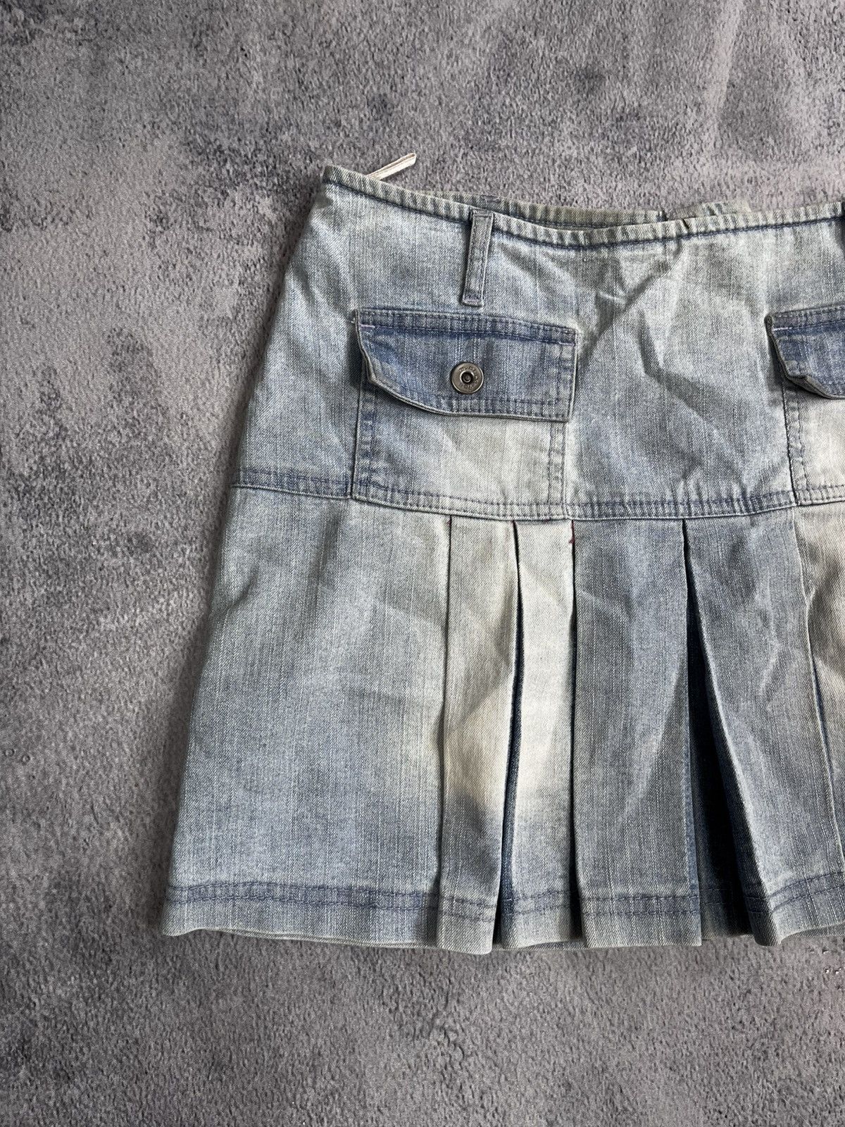 Other Vintage Y2K faded flared denim mini skirt Japanese style Size 28" / US 6 / IT 42 - 2 Thumbnail