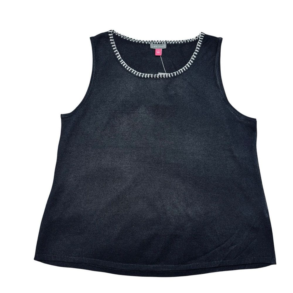 Vince Camuto NWT New Vince Camuto Whipstitch Sleeveless Black Sweater To Size L / US 10 / IT 46 - 6 Thumbnail