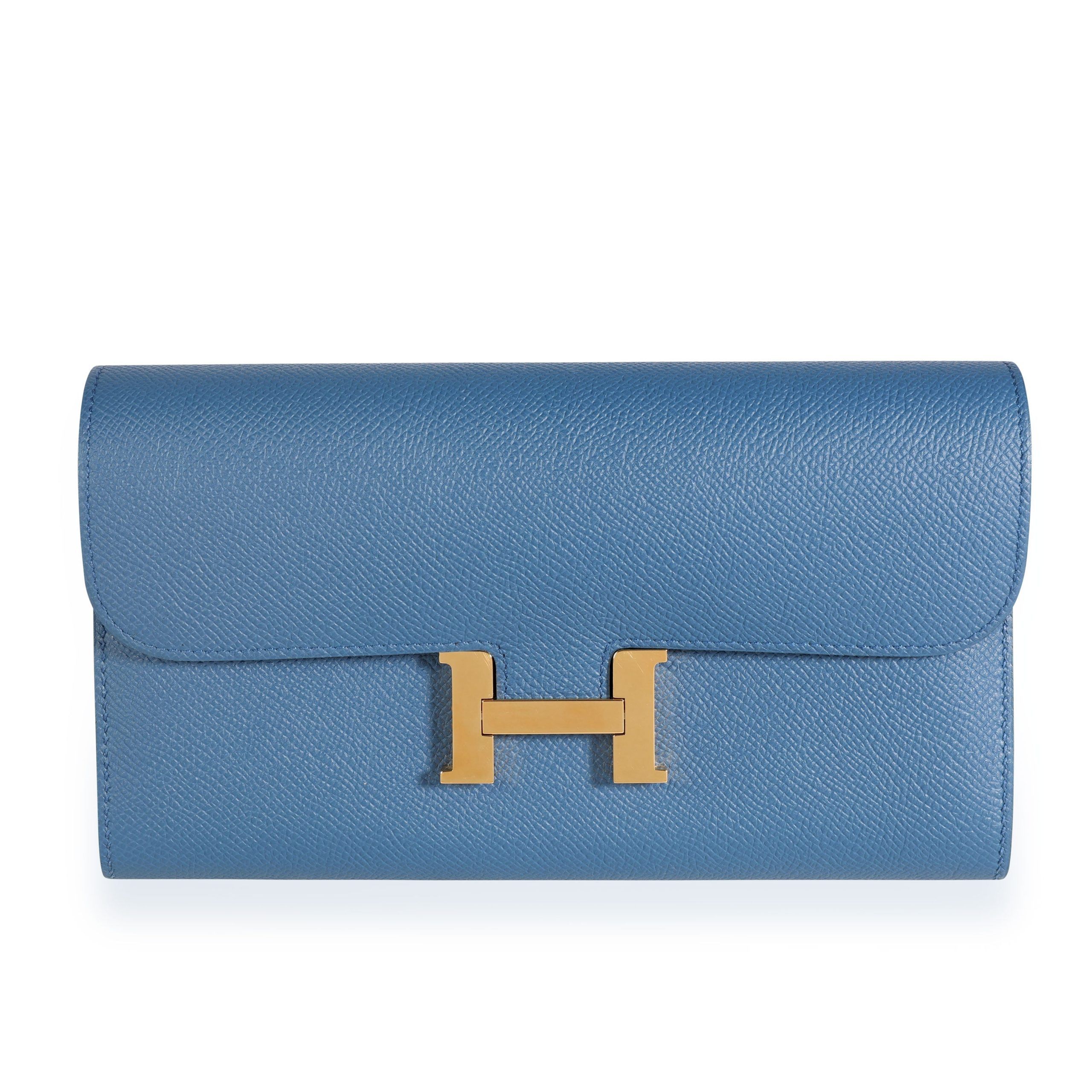 image of Hermes Bleu Brighton Epsom Constance Long Wallet Phw in Blue, Women's