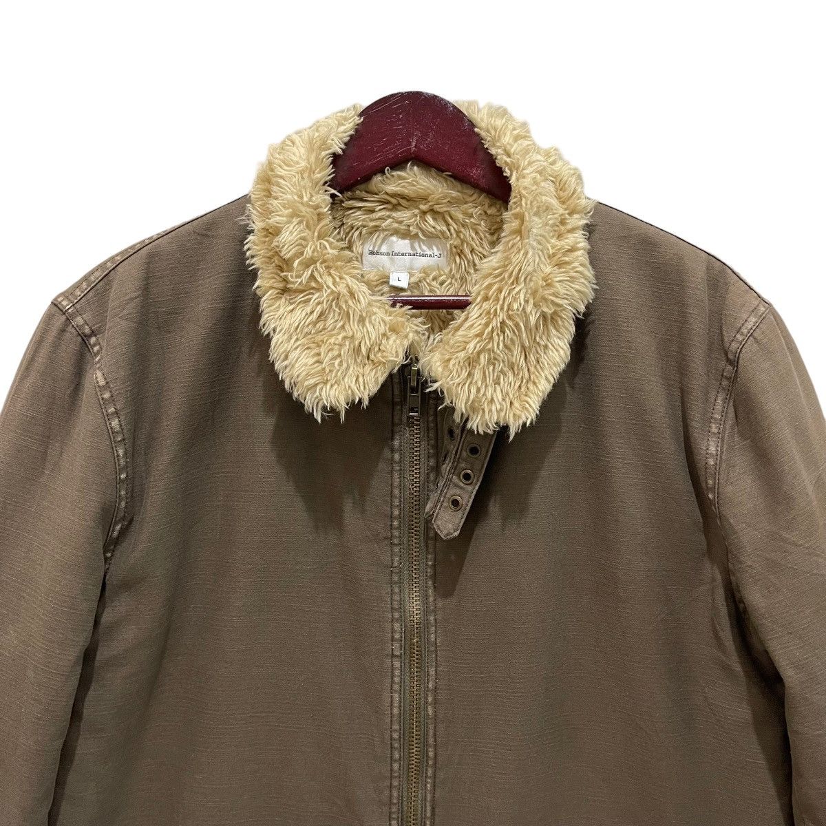 Vintage Vtg 90s Bobson International Shearling Zipper Chore Jacket Size US L / EU 52-54 / 3 - 3 Thumbnail