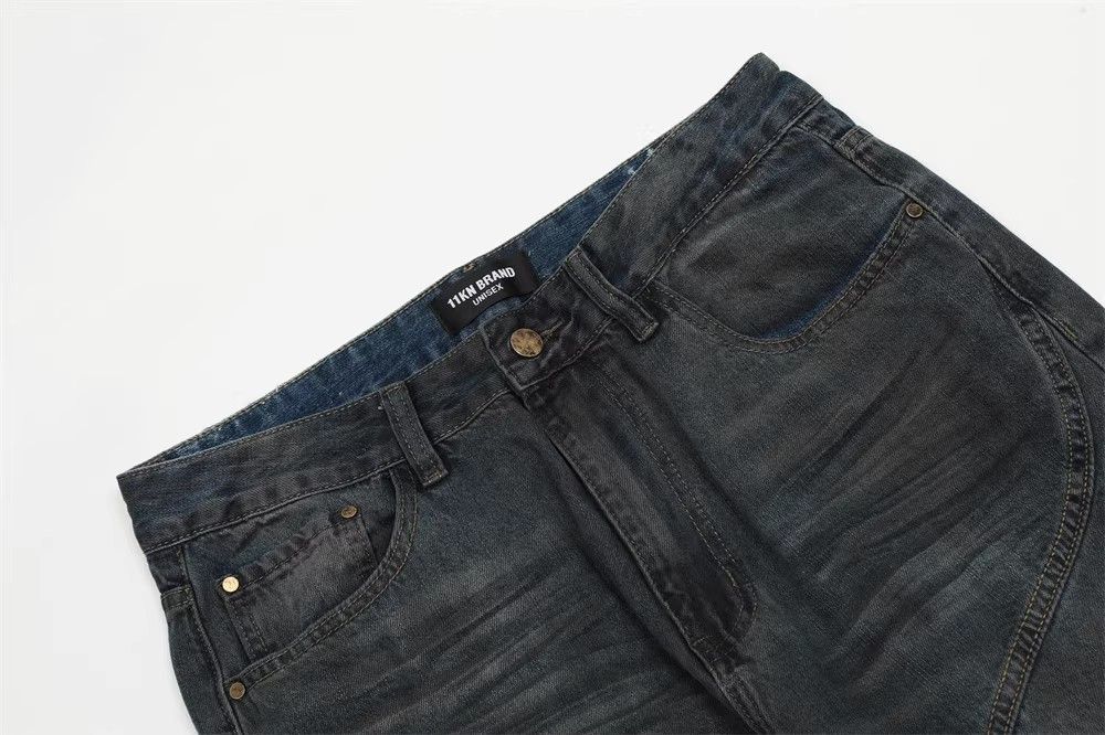 Japanese Brand × Vintage Men's punk loose wide-leg distressed flared jeans Size US 32 / EU 48 - 3 Thumbnail
