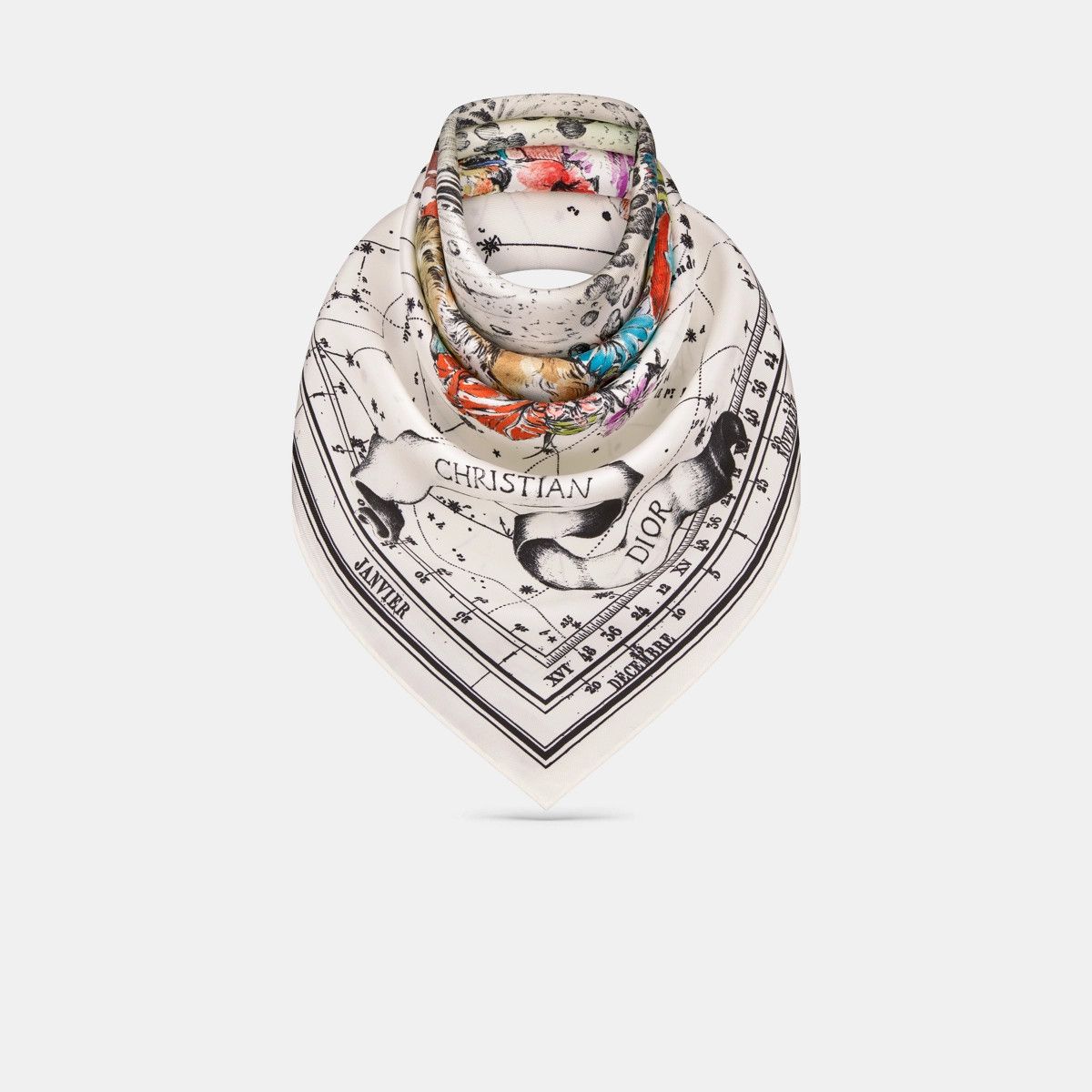 Dior o1bcso1str0226 Size:OS/Zodiac 90 Square Scarf in White Size ONE SIZE - 3 Thumbnail