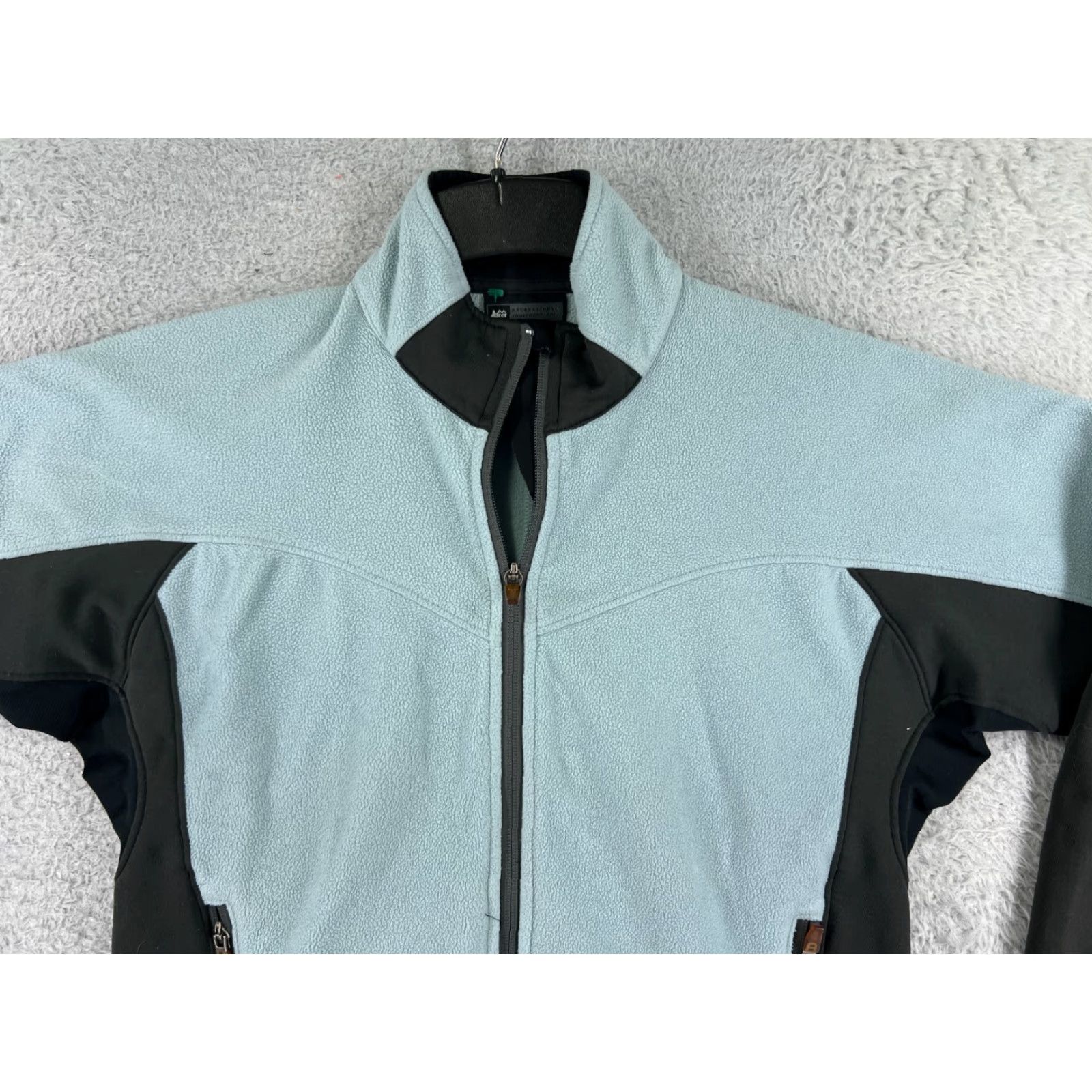 Vintage REI Jacket Womens Medium Blue Black Fleece Mock Neck Cozy Warm Polyester Size M / US 6-8 / IT 42-44 - 6 Thumbnail