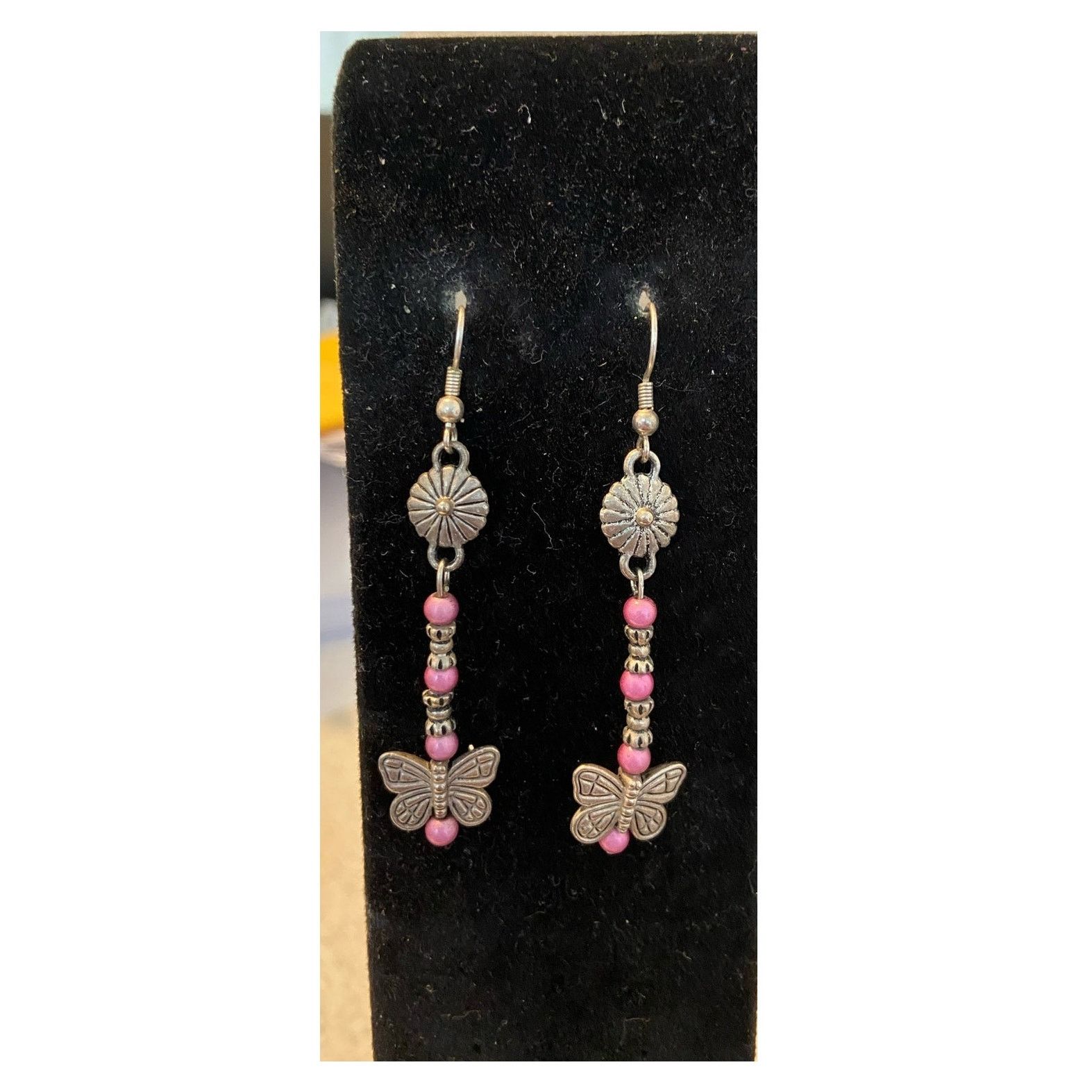 Other Pink butterfly earrings silver tone Size ONE SIZE - 1 Thumbnail