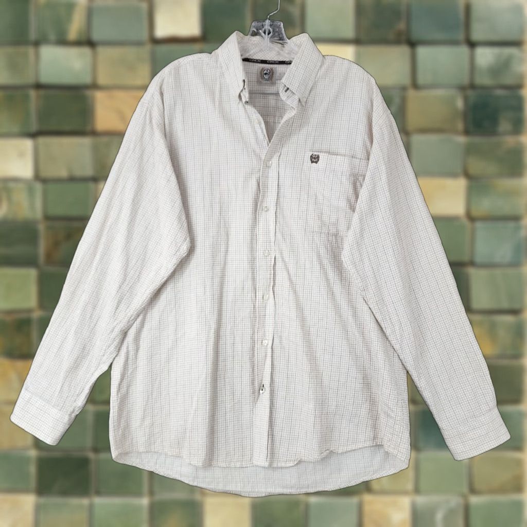 Vintage Cinch Beige Plaid Long Sleeve Button-Up Shirt Adult Medium Mens Size US M / EU 48-50 / 2 - 1 Thumbnail