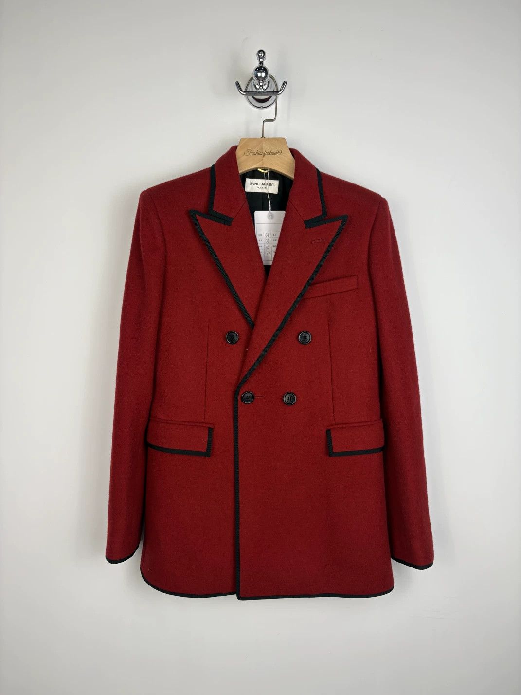 Saint Laurent Paris Saint Laurent Red Double-Breasted Wool Blazer Size XS / US 0-2 / IT 36-38 - 1 Thumbnail