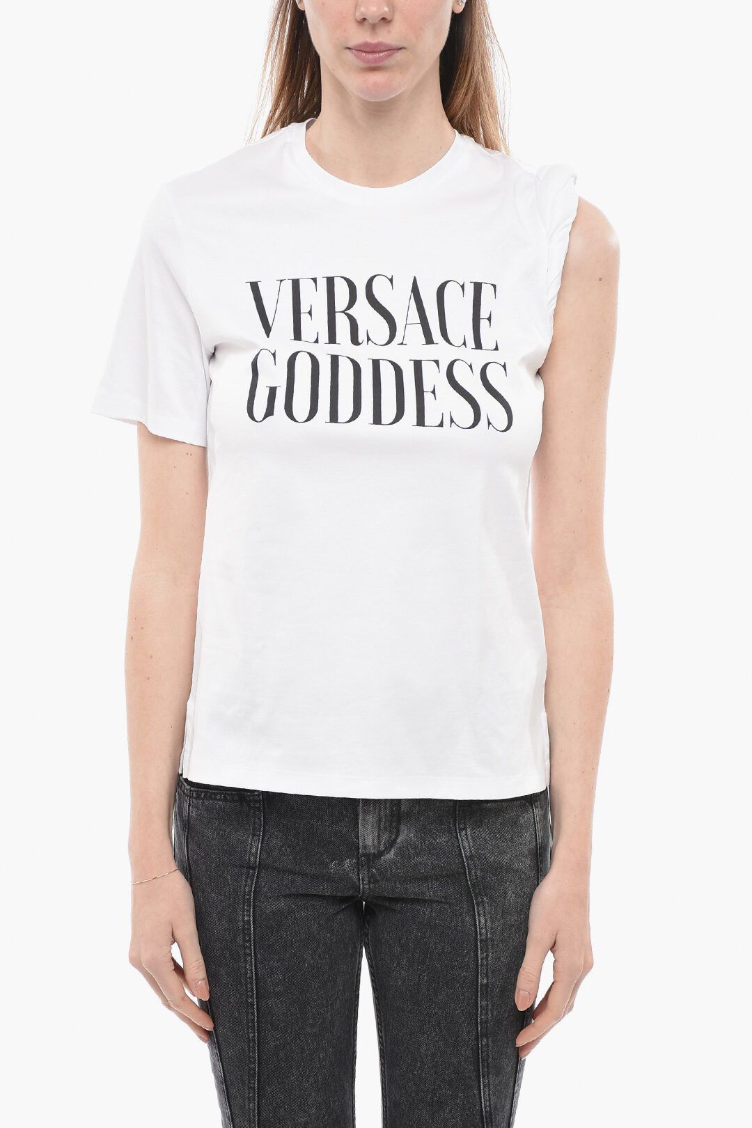 image of Versace Og1Mm0524 Cotton T-Shirt In White, Women's (Size Small)