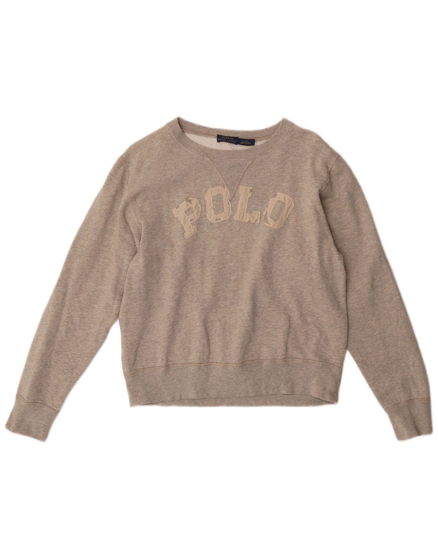 Polo Ralph Lauren Womens Graphic Sweatshirt Jumper UK 16 Large Grey Cotton Size L / US 10 / IT 46 - 1 Thumbnail