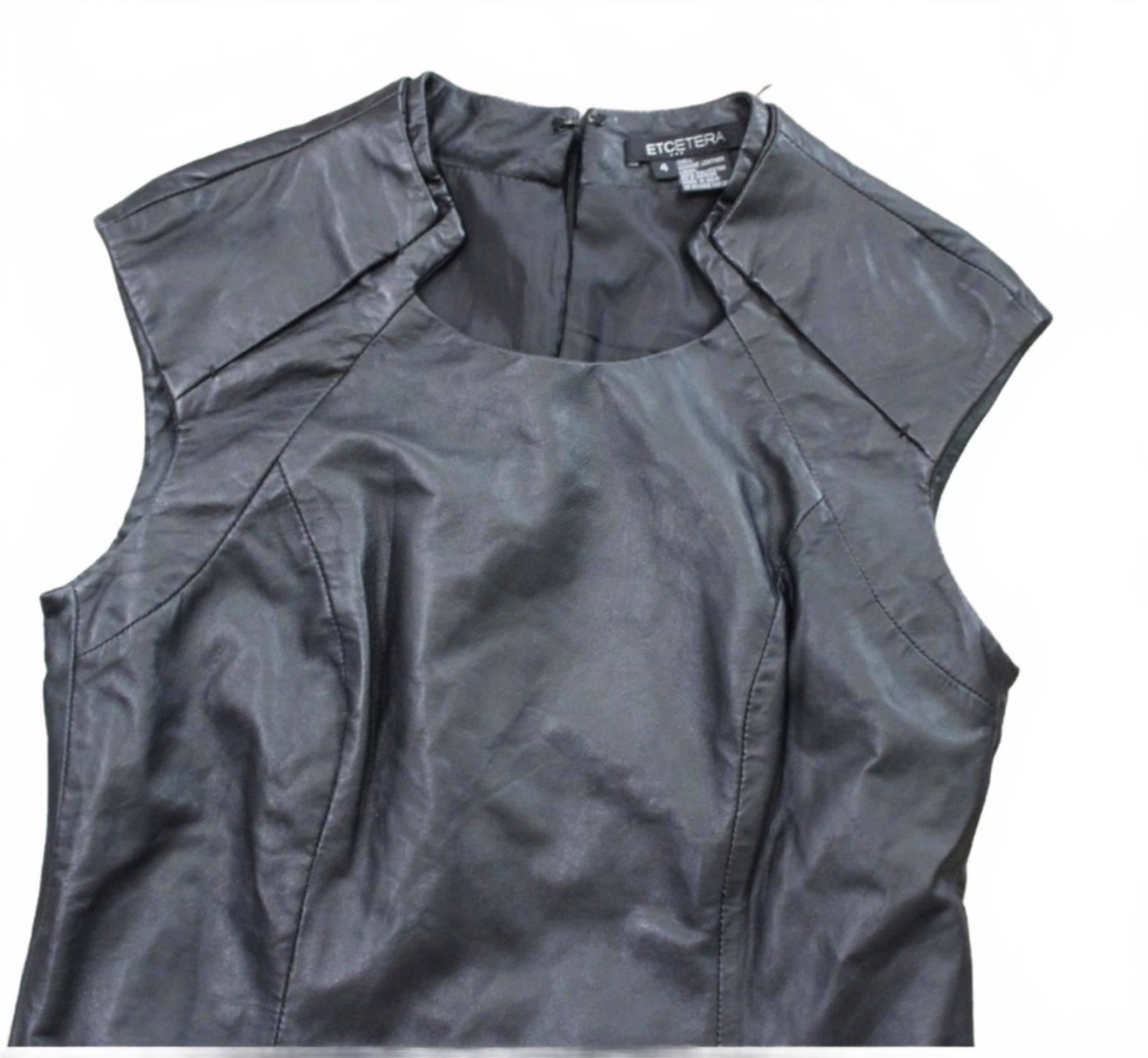 Other Etcetera size 4 Sleeveless Leather Dress with Front Pockets Size S / US 4 / IT 40 - 2 Thumbnail