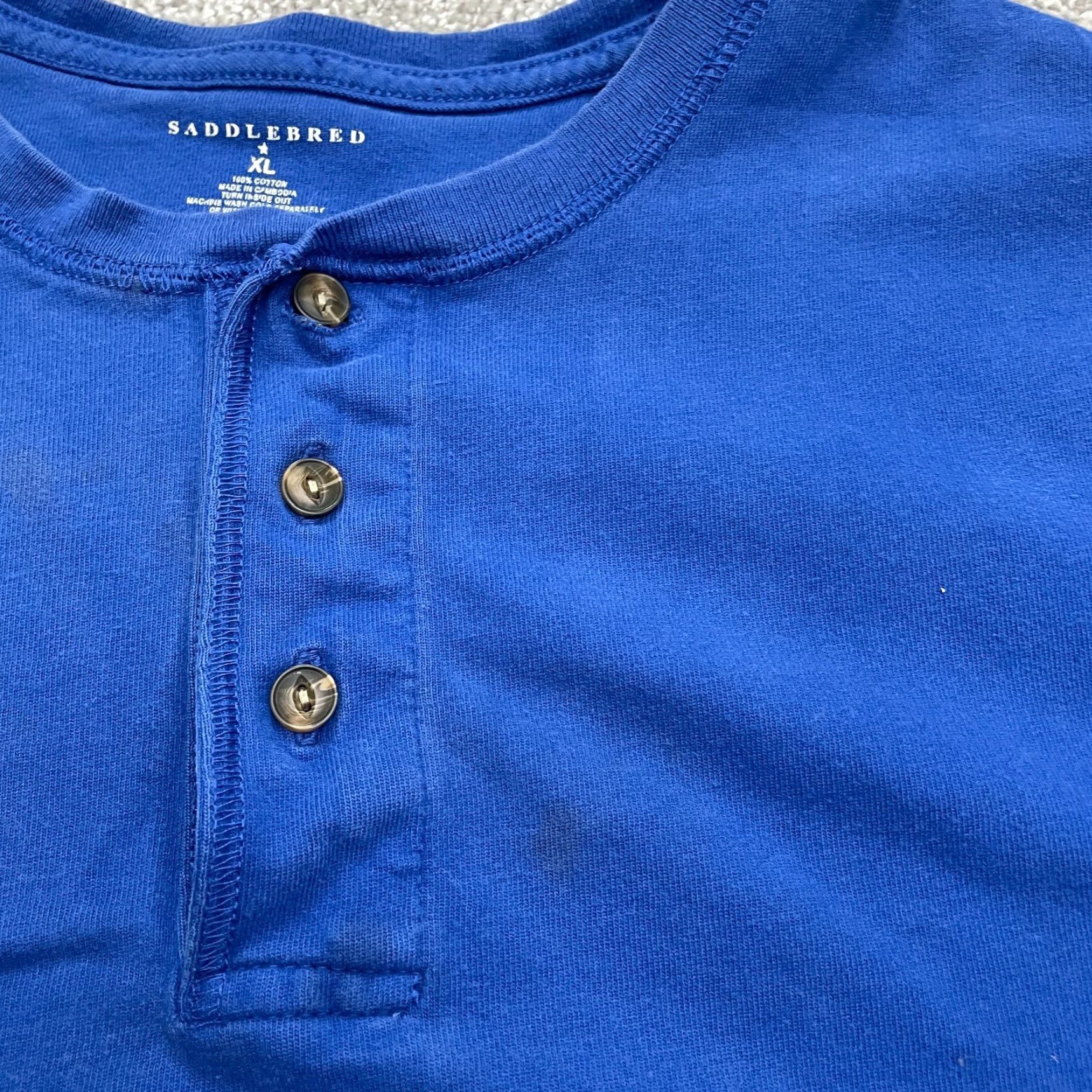 Vintage Saddlebred Men's XL Blue Long Sleeve Henley Shirt Casual Outdoor Cotton Activewear Size US XL / EU 56 / 4 - 5 Thumbnail