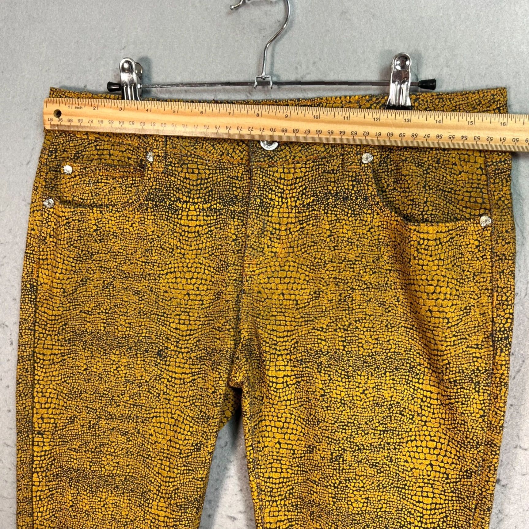 Vintage SKI Jeans Jeans Skinny Adult Womens 11/12 Yellow Black Stretch Cotton Blend Denim 5-Pocket Inseam 31 in Zip Size 34" / US 12 / IT 48 - 5 Thumbnail