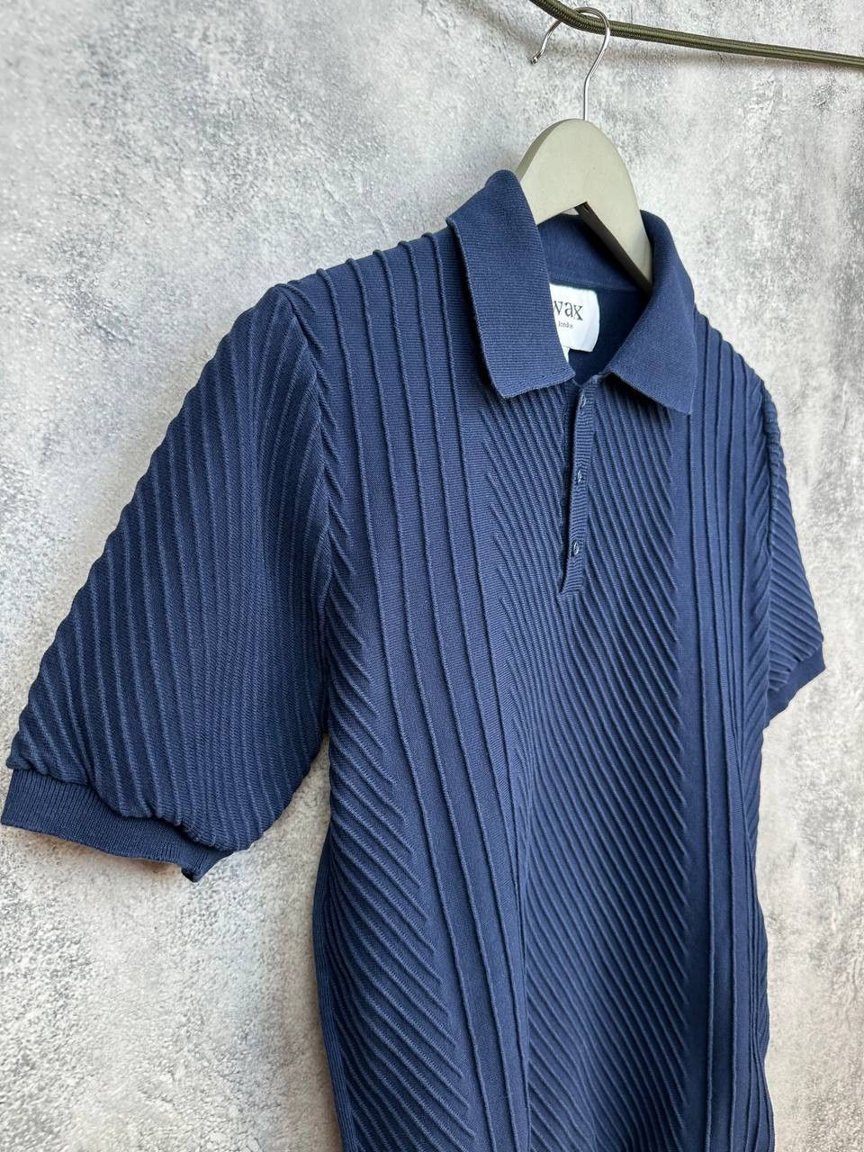 Wax London Wax London Naples Knit Polo Shirt Navy Ribbed SS Cuffs Size US S / EU 44-46 / 1 - 4 Thumbnail
