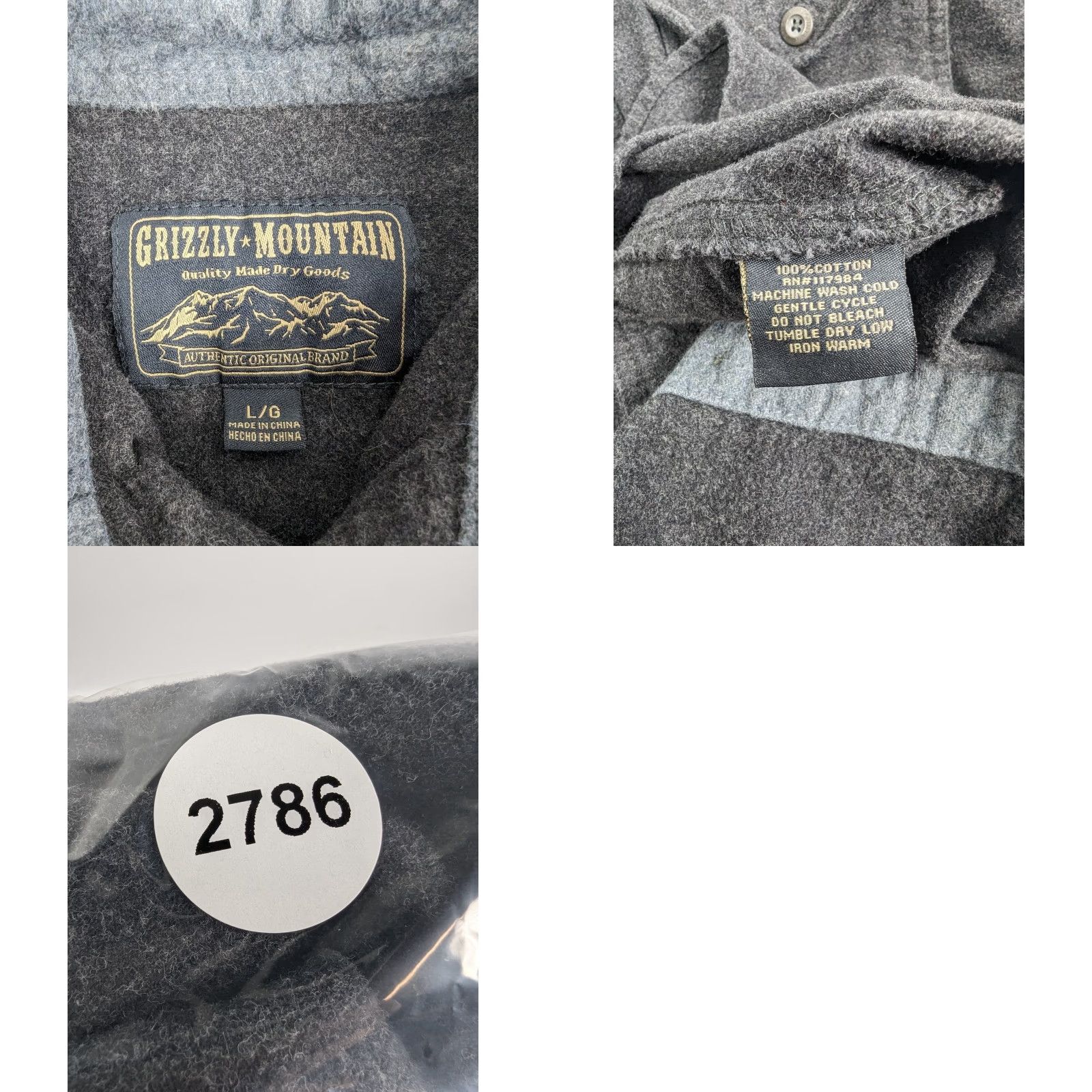 Vintage Grizzly Mountain Flannel Shirt Men’s Size Large Gray Brushed Outdoor Long Sleeve Button-Up Shirt Size US L / EU 52-54 / 3 - 8 Thumbnail