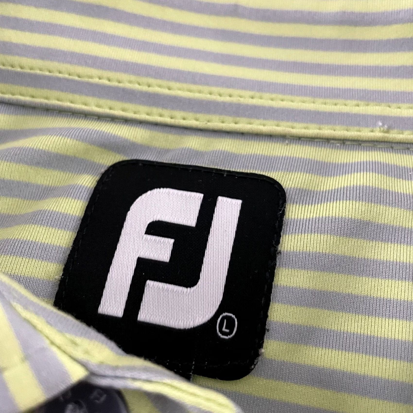 Footjoy FootJoy Striped Short Sleeve Button-Up Golf Polo Shirt Men's Large Green Gray Size US L / EU 52-54 / 3 - 2 Thumbnail