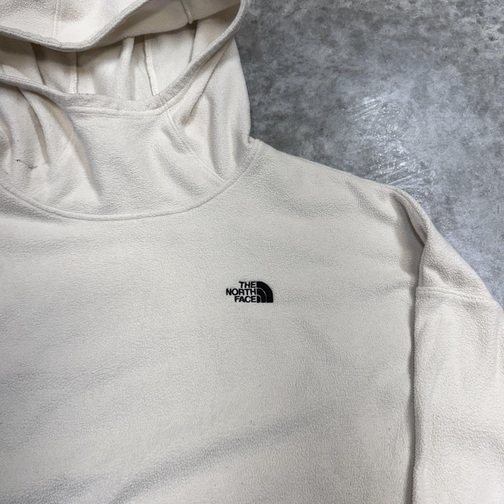 The North Face VINTAGE The North Face Hoodie Womens L White Fleece Pullover Logo Pockets Zip Crew Neck Size L / US 10 / IT 46 - 2 Thumbnail