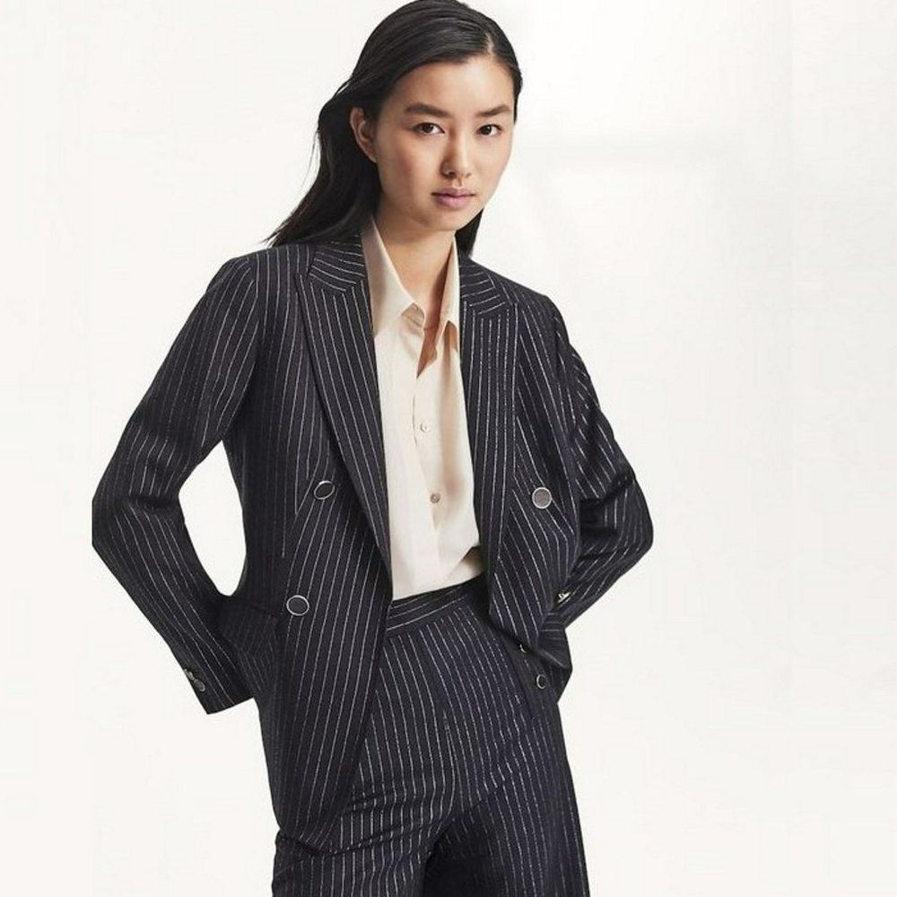 Massimo Dutti NWT New Massimo Dutti Wool Pinstripe Black Blazer Size 4 Size S / US 4 / IT 40 - 1 Thumbnail