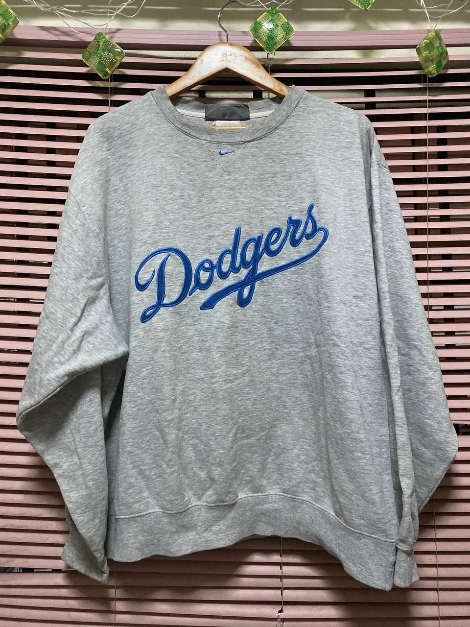 image of La Dodgers x Mlb Vintage Nike Center Mini Swoosh Dodgers Spellout in Grey, Men's (Size XL)