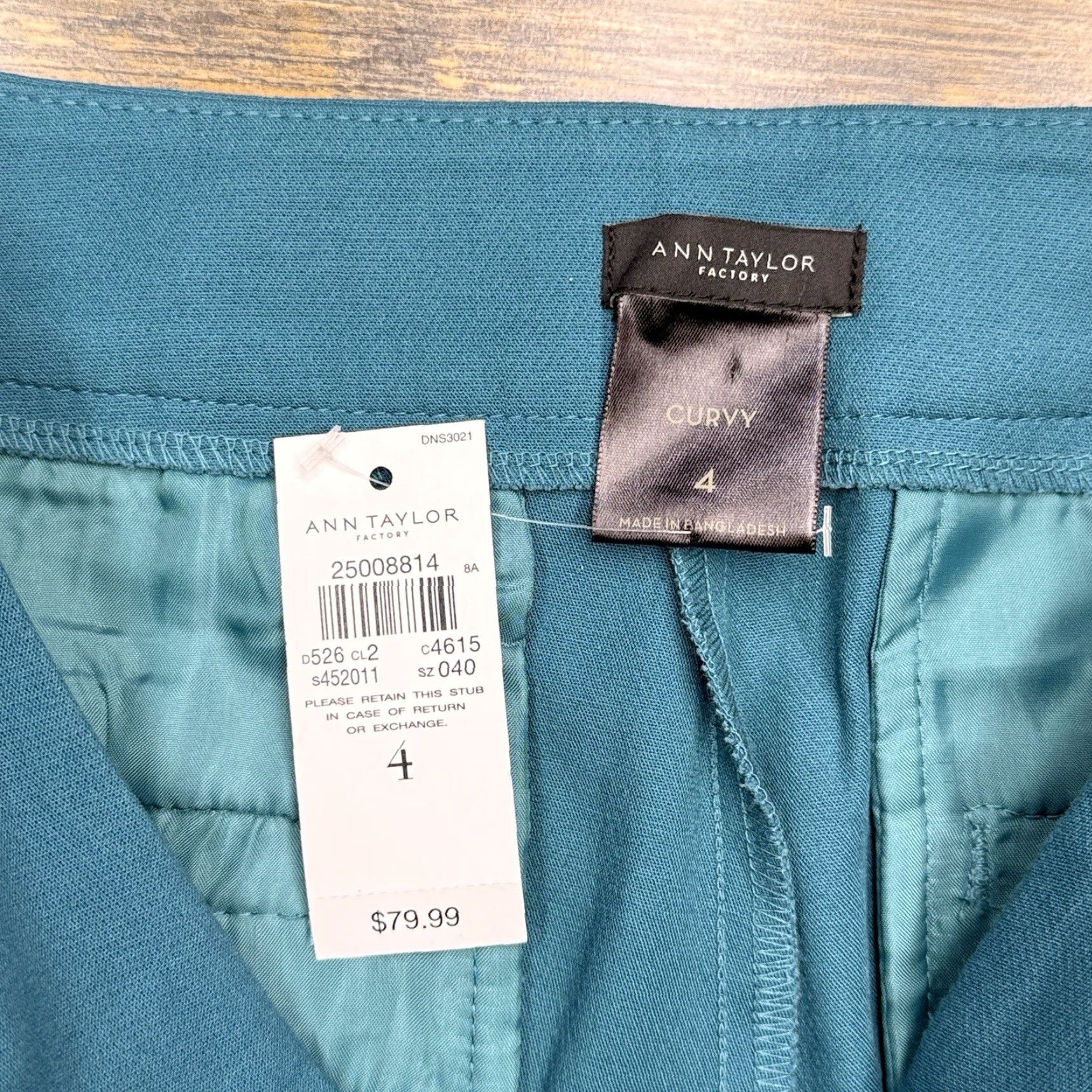 Ann Taylor Ann Taylor Ankle Pants Womens 4 Teal Blue Mid Rise Stretch Knit Straight Leg Workwear Formal 27 Inseam Evening City 8 Size 27" / US 4 / IT 40 - 4 Thumbnail