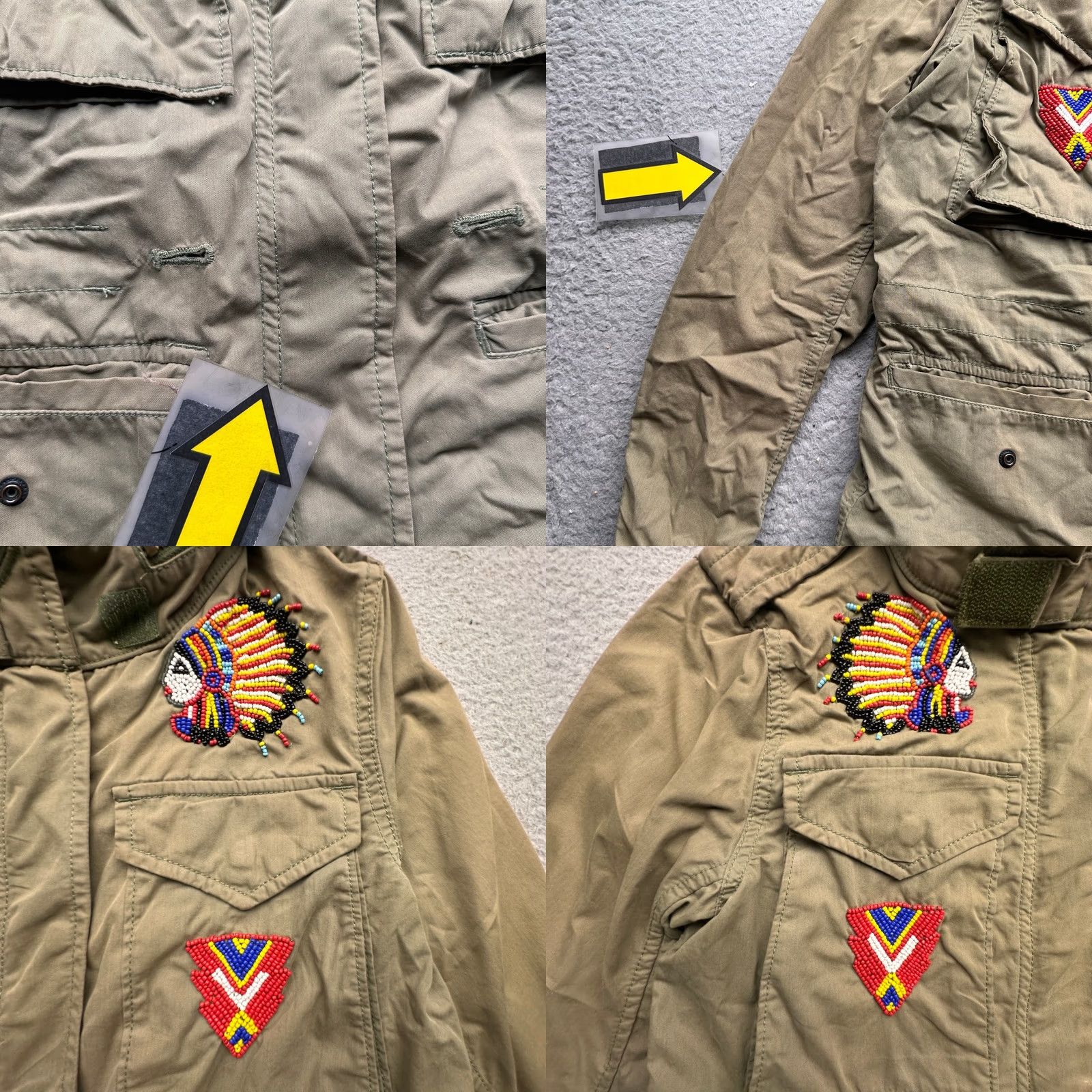Vintage VINTAGE Denim & Supply Ralph Lauren Military Field Jacket Womens XS Hooded Beaded Embroidery Green Southwestern Mens? Size XS / US 0-2 / IT 36-38 - 8 Thumbnail