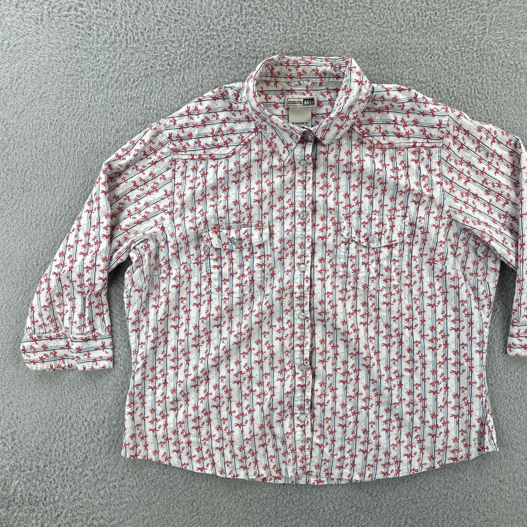 Vintage REI Women's XL Floral Pearl Snap Shirt Western Theme Shirt EUC Size XL / US 12-14 / IT 48-50 - 3 Thumbnail