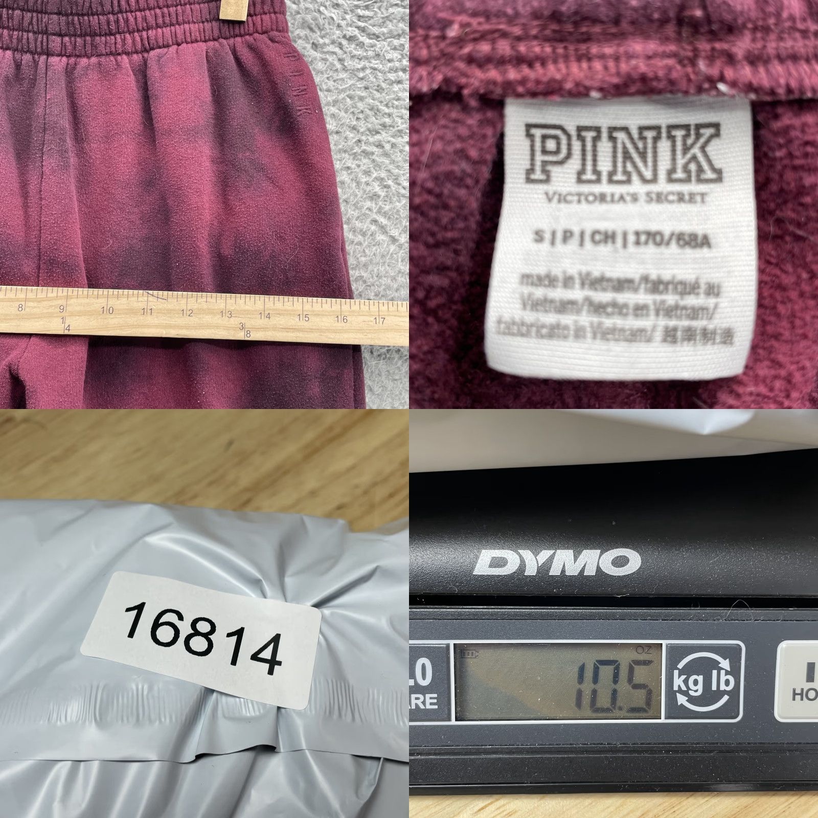 Victoria's Secret PINK Victorias Secret Sweatpants Womens 25x27 Burgundy TieDye Jogger Lounge Gym Size 28" / US 6 / IT 42 - 8 Thumbnail