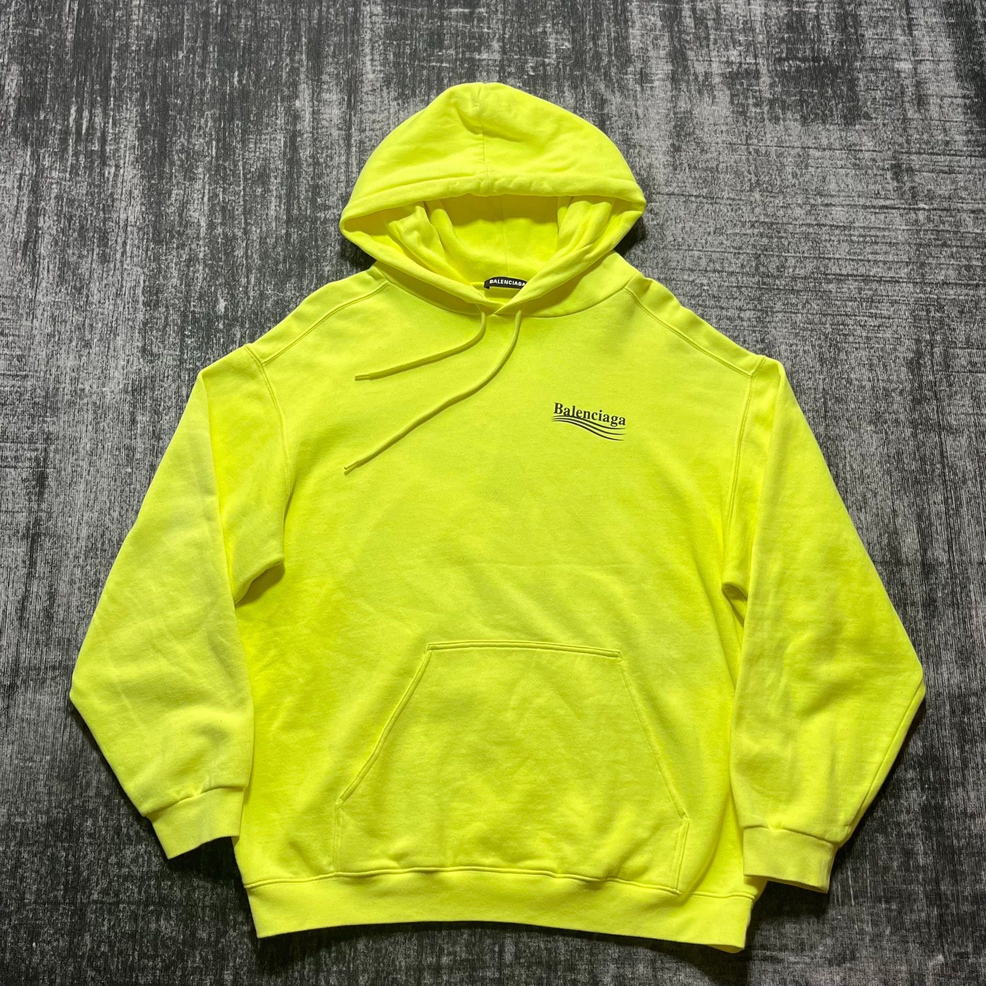 Balenciaga Balenciaga Fluorescent Yellow Cola Wave Hoodie Drawstring Hoodie Size US M / EU 48-50 / 2 - 1 Thumbnail