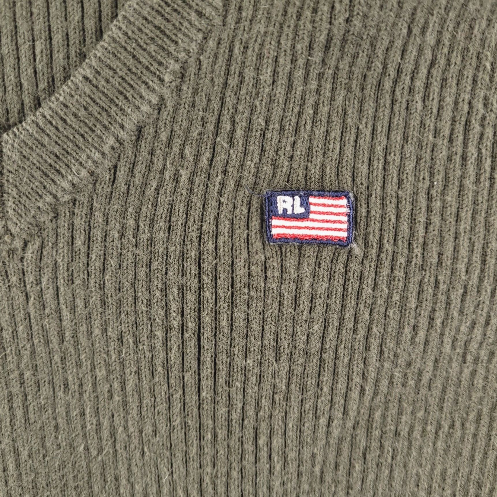 Polo Ralph Lauren VINTAGE Polo Ralph Lauren Sweater Womens XS XL Green Cable-Knit Ribbed V-Neck Pullover, Long Sleeve, Knit Style Cable-Knit, Size L (Tag Large) Womens Size L / US 10 / IT 46 - 2 Thumbnail
