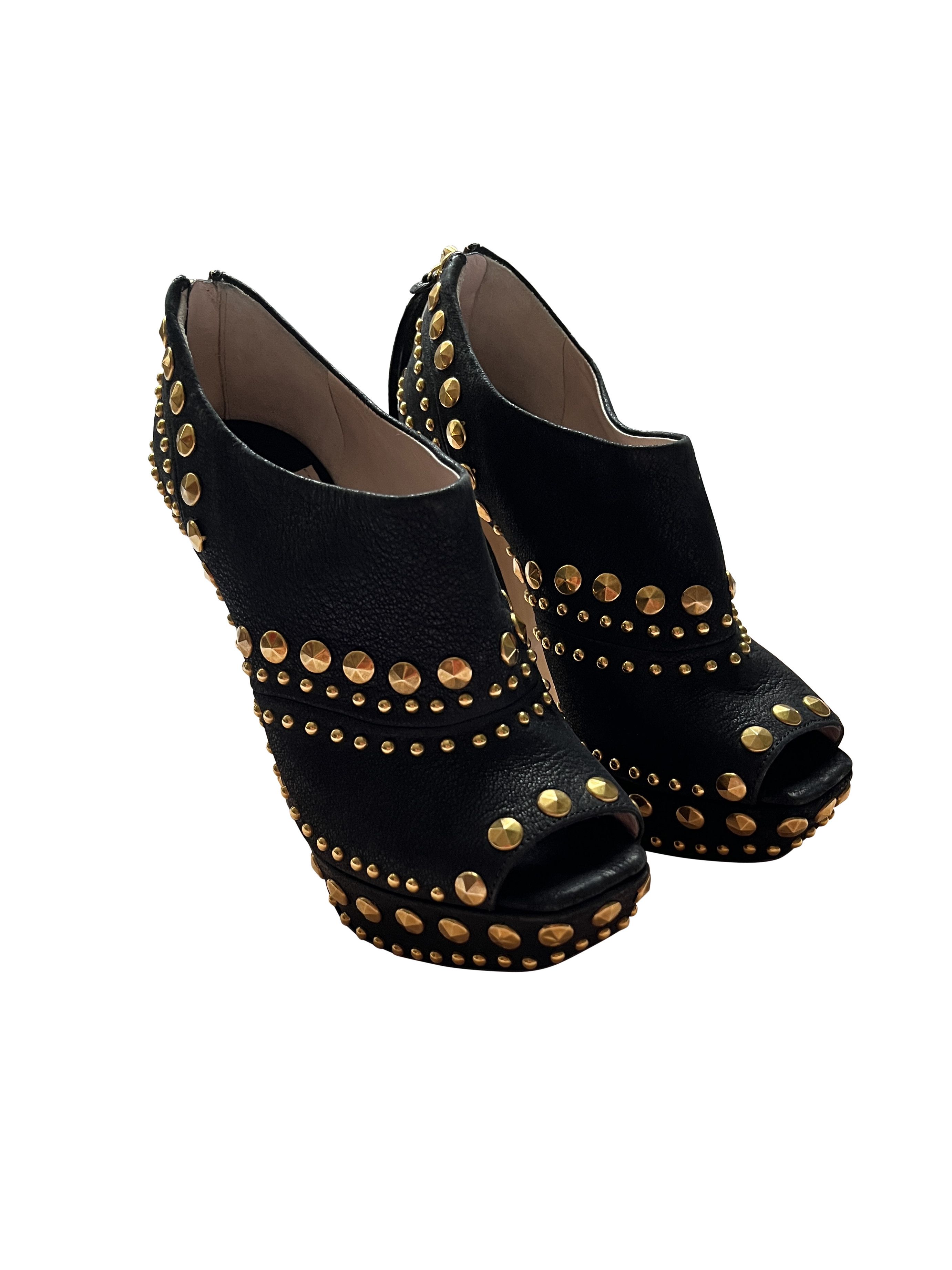 Miu Miu ⚡️QUICK SALE⚡️Miu Miu Black with Gold Stud Heels Size US 4.5 / IT 34.5 - 1 Thumbnail