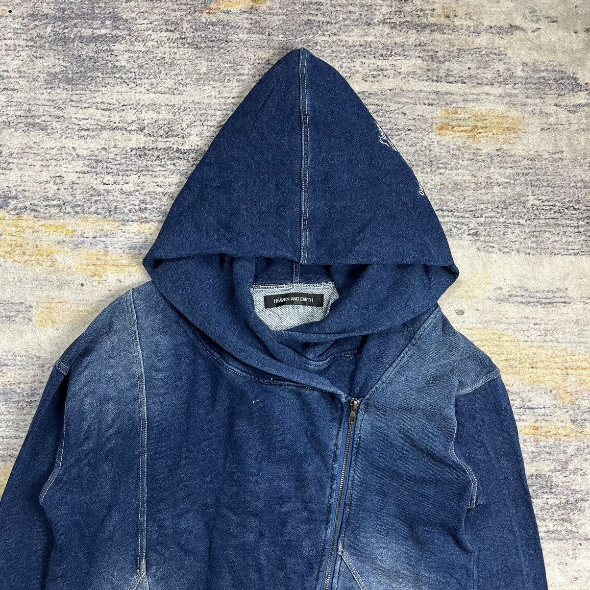 Japanese Brand Heaven and Earth indigo asymmetrical biker zip hoodie Size US M / EU 48-50 / 2 - 4 Thumbnail