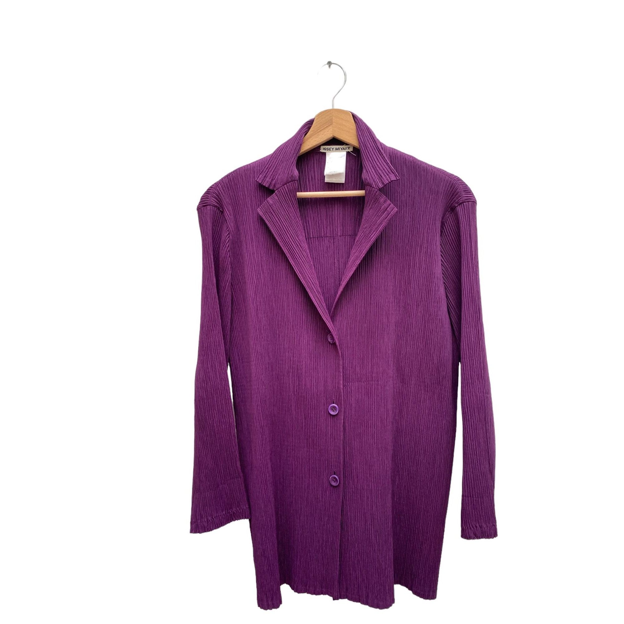 Issey Miyake Purple Pleats Set Shirt + Skirt Size L / US 10 / IT 46 - 2 Thumbnail